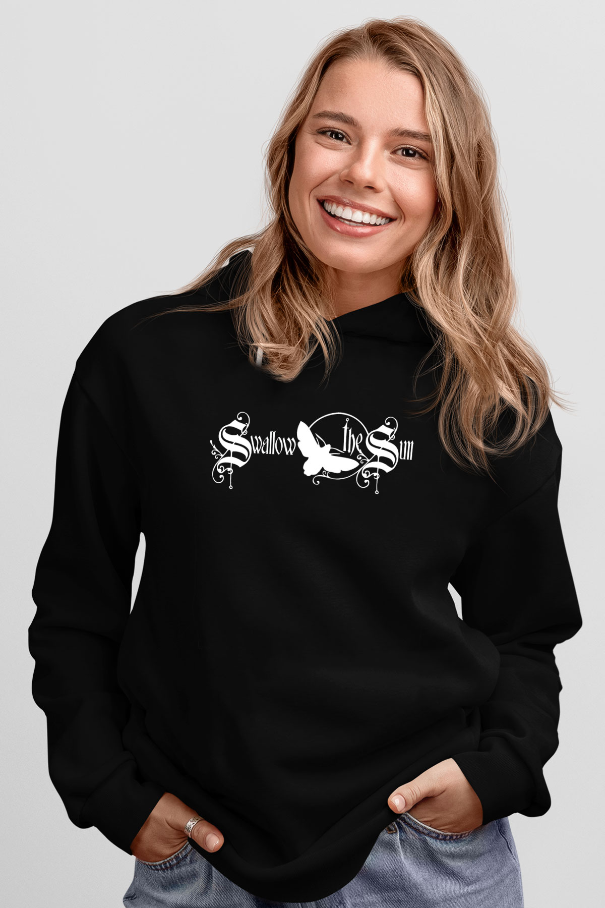 Swallow The Sun Baskılı Unisex Siyah Kapüşonlu Sweatshirt