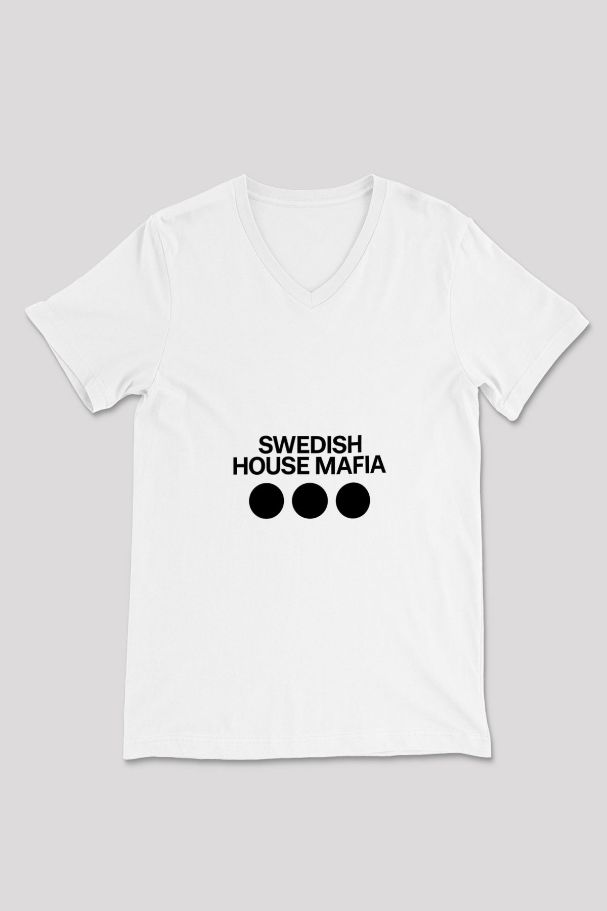 Swedish House Mafia Baskılı Beyaz V Yaka Unisex Tişört