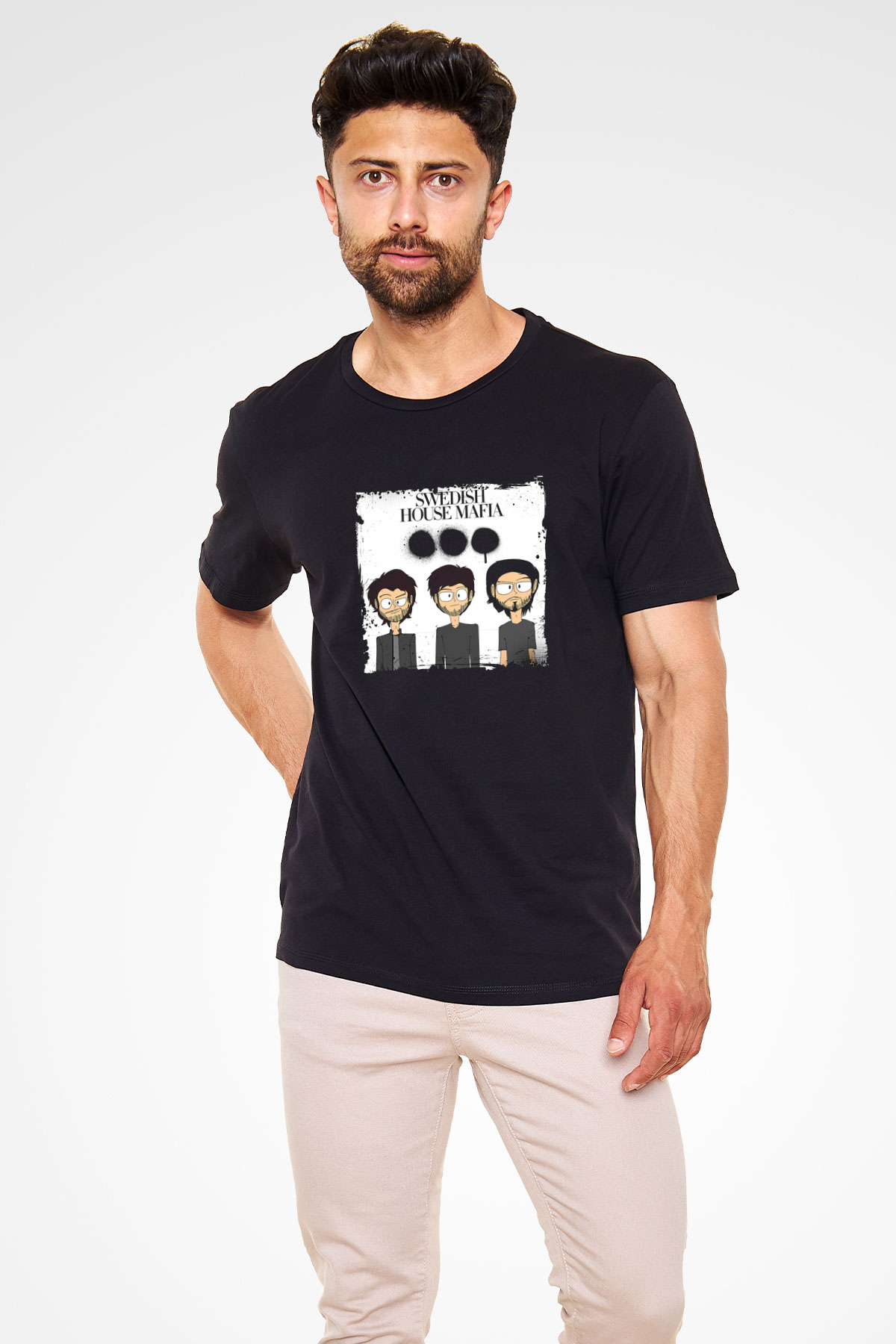 Swedish House Mafia Baskılı Unisex Siyah Tişört