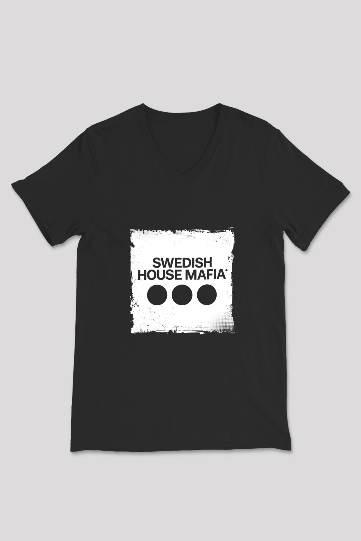 Swedish House Mafia Baskılı Unisex Siyah V Yaka Tişört