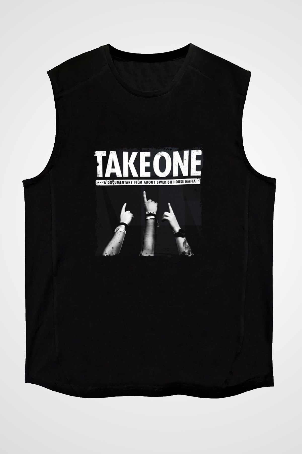 Swedish House Mafia Baskılı Unisex Siyah Kolsuz Tişört