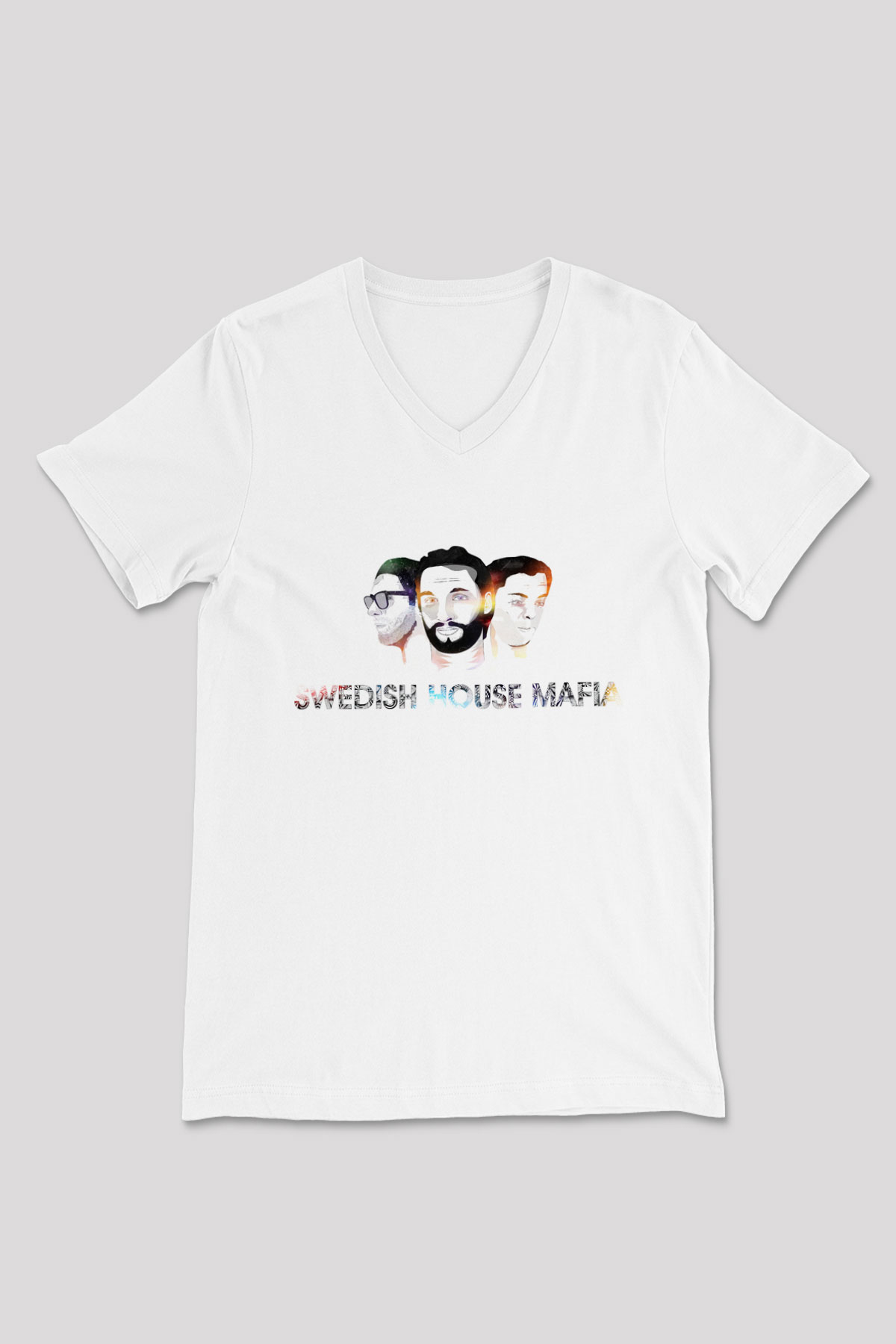Swedish House Mafia Beyaz Unisex V Yaka Tişört