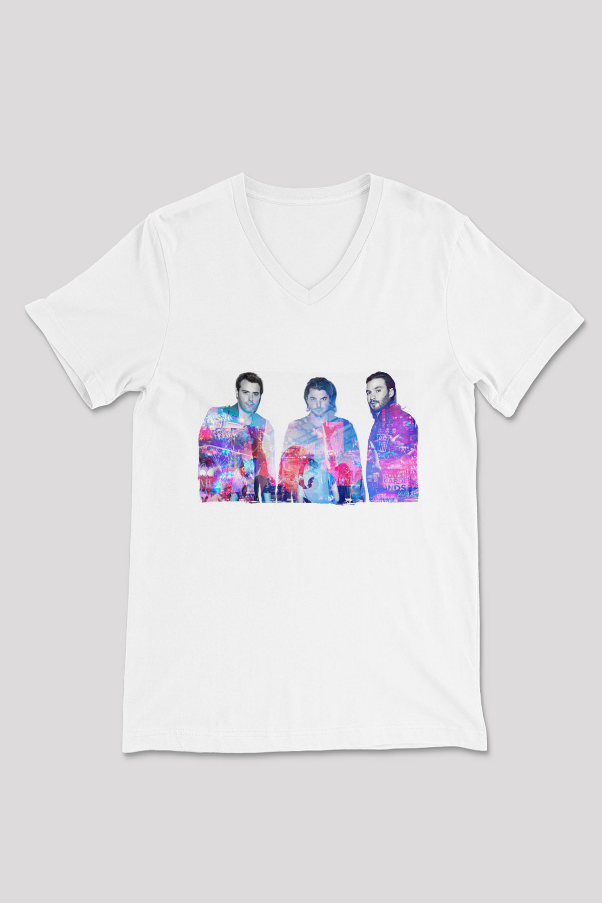 Swedish House Mafia Beyaz Unisex V Yaka Tişört