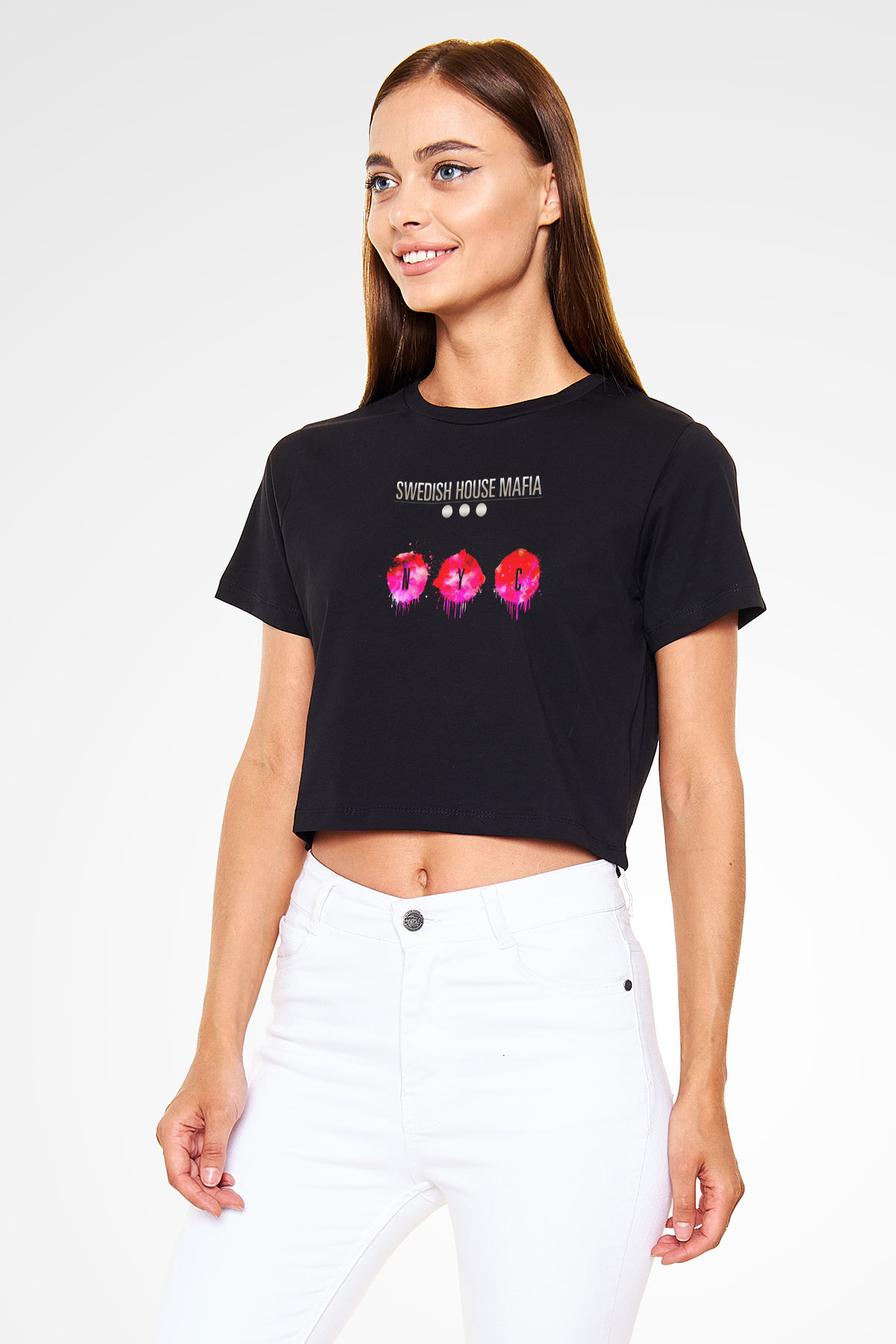 Swedish House Mafia Siyah  Crop Top Tişört