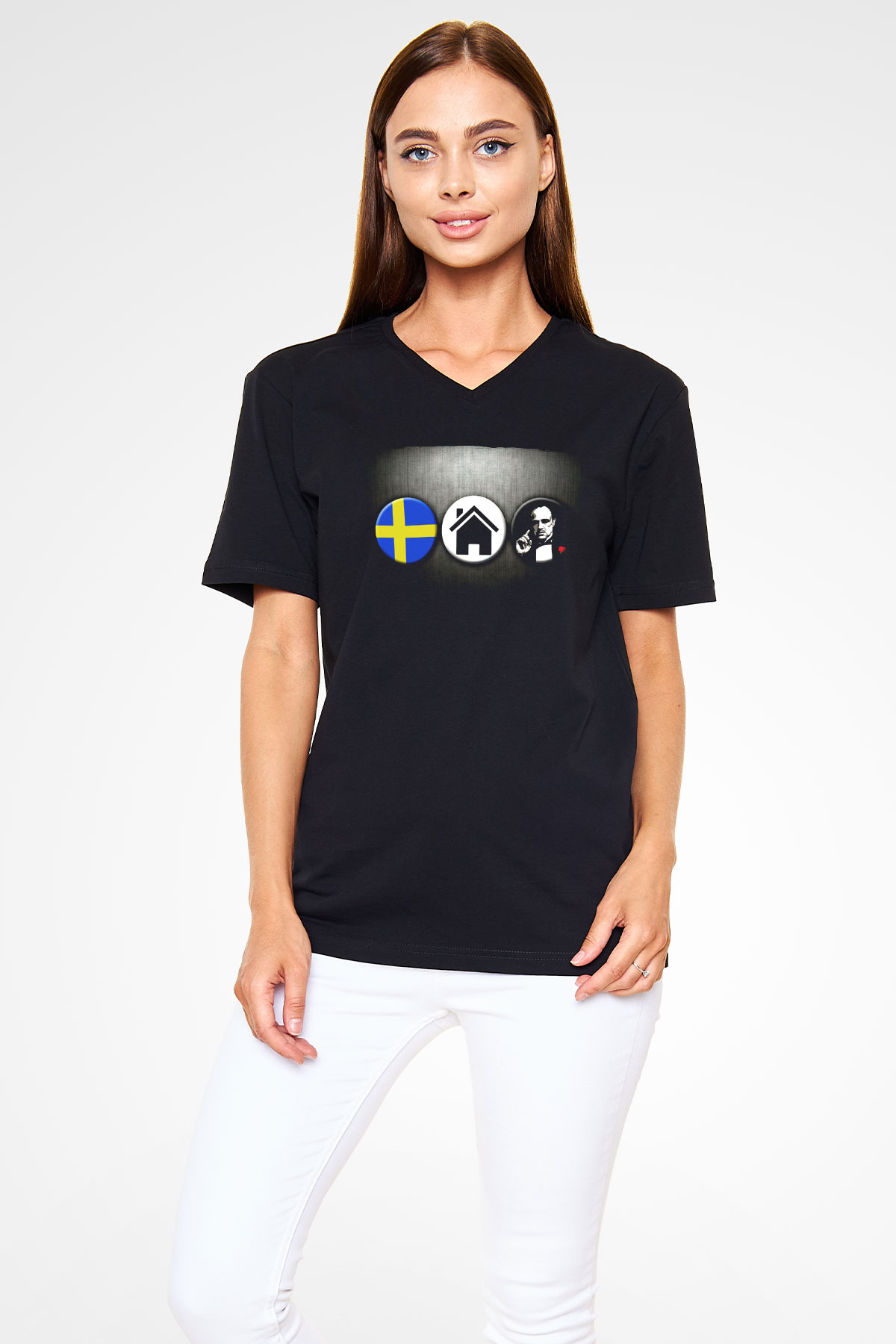 Swedish House Mafia Siyah Unisex V Yaka Tişört