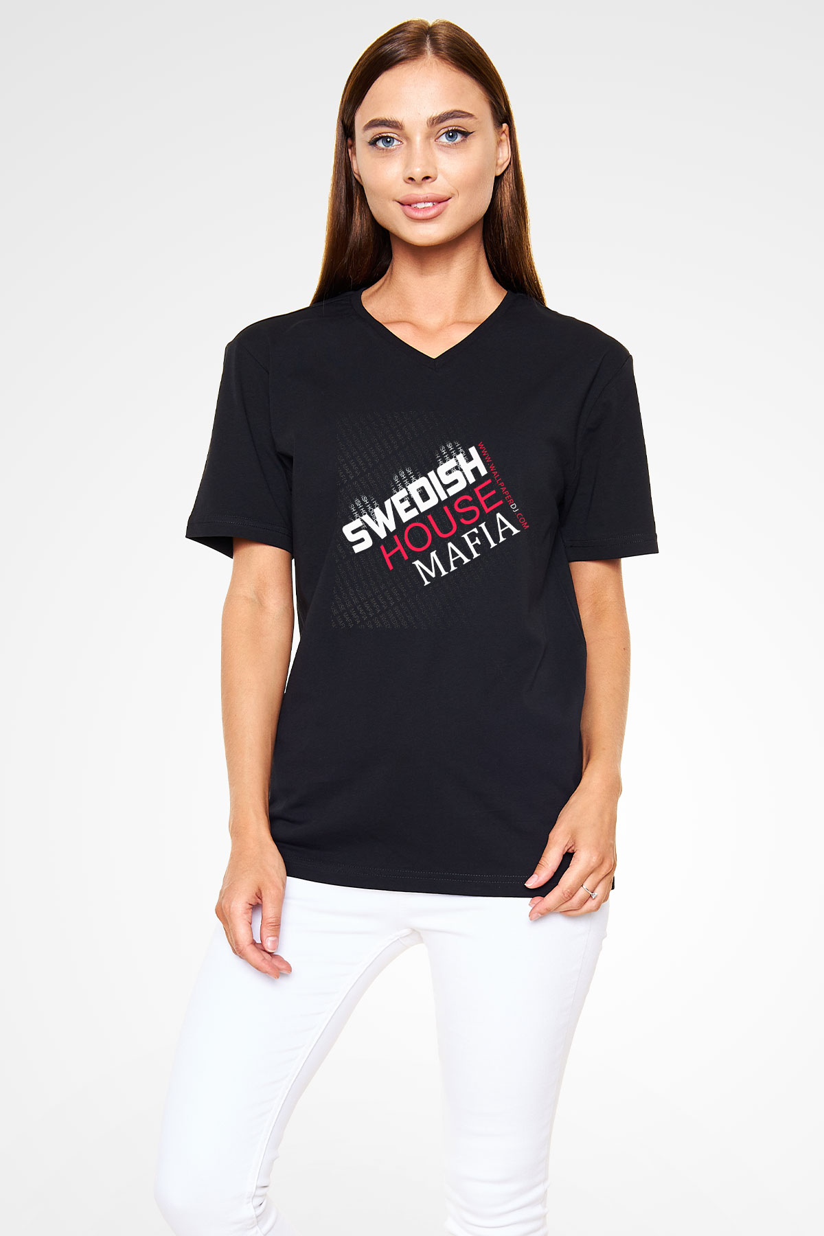 Swedish House Mafia Siyah Unisex V Yaka Tişört