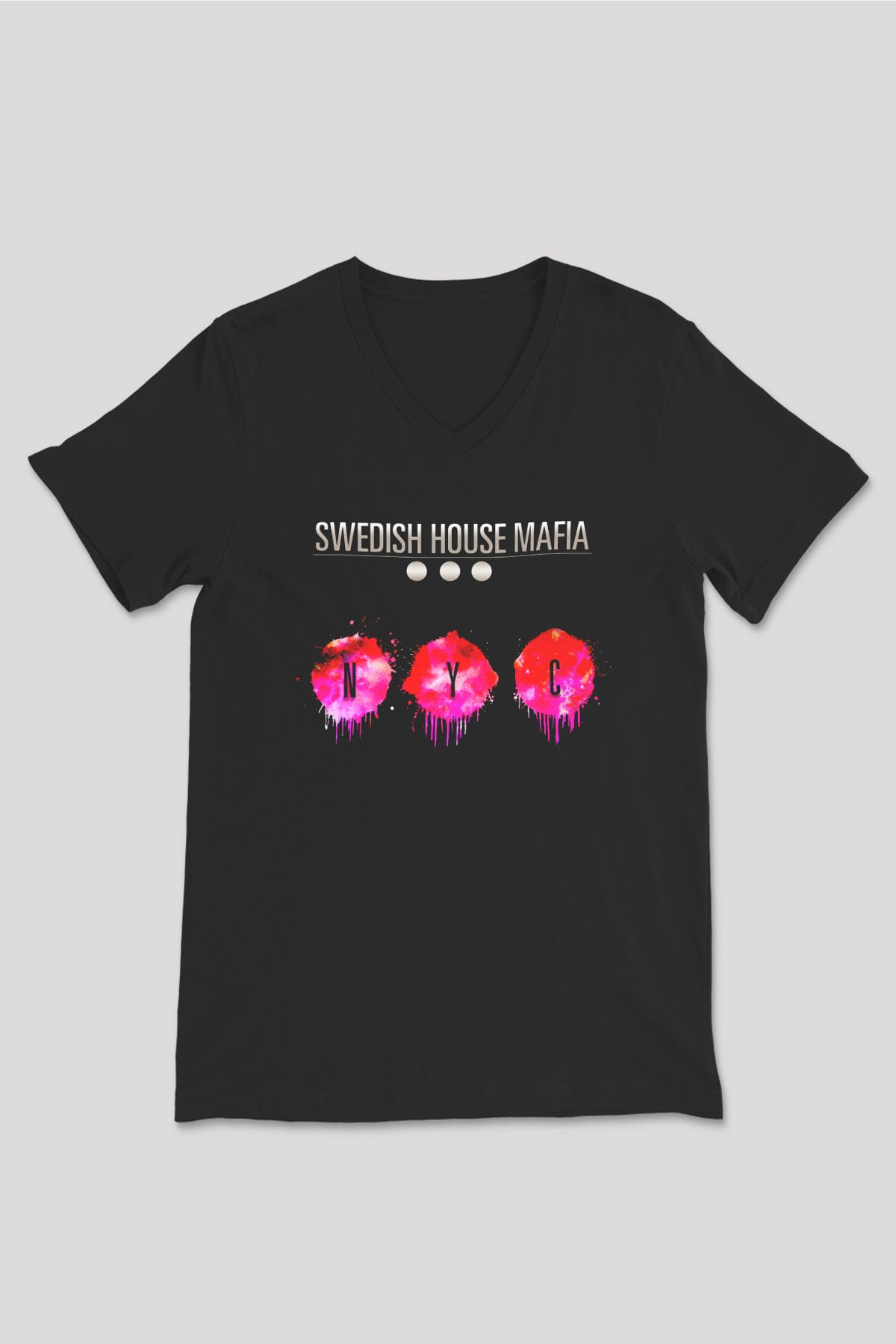 Swedish House Mafia Siyah Unisex V Yaka Tişört
