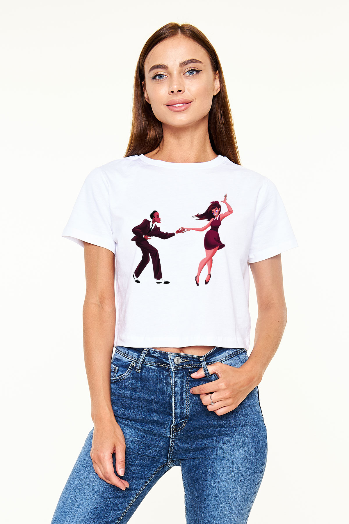 Swing Beyaz Croptop Tişört