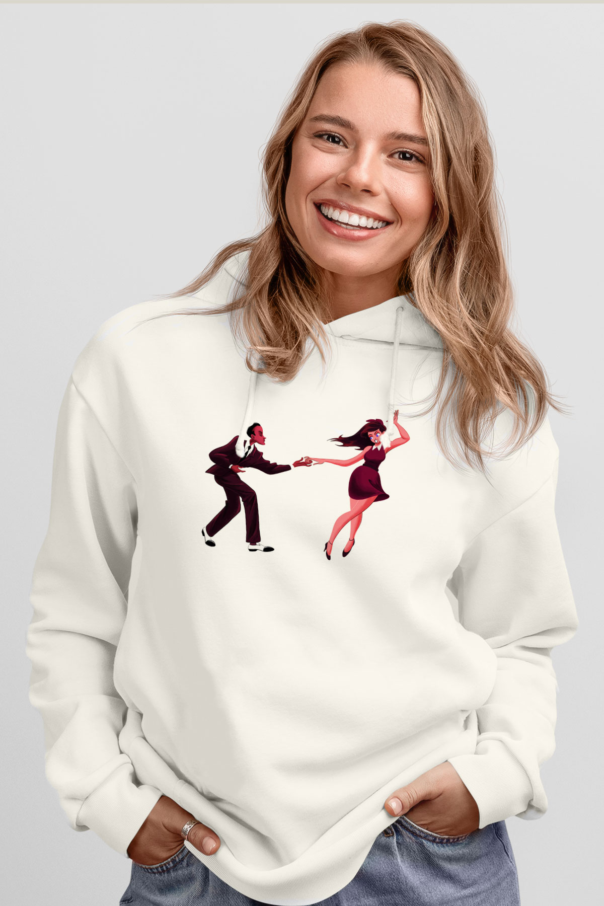 Swing Beyaz Unisex Kapşonlu Sweatshirt