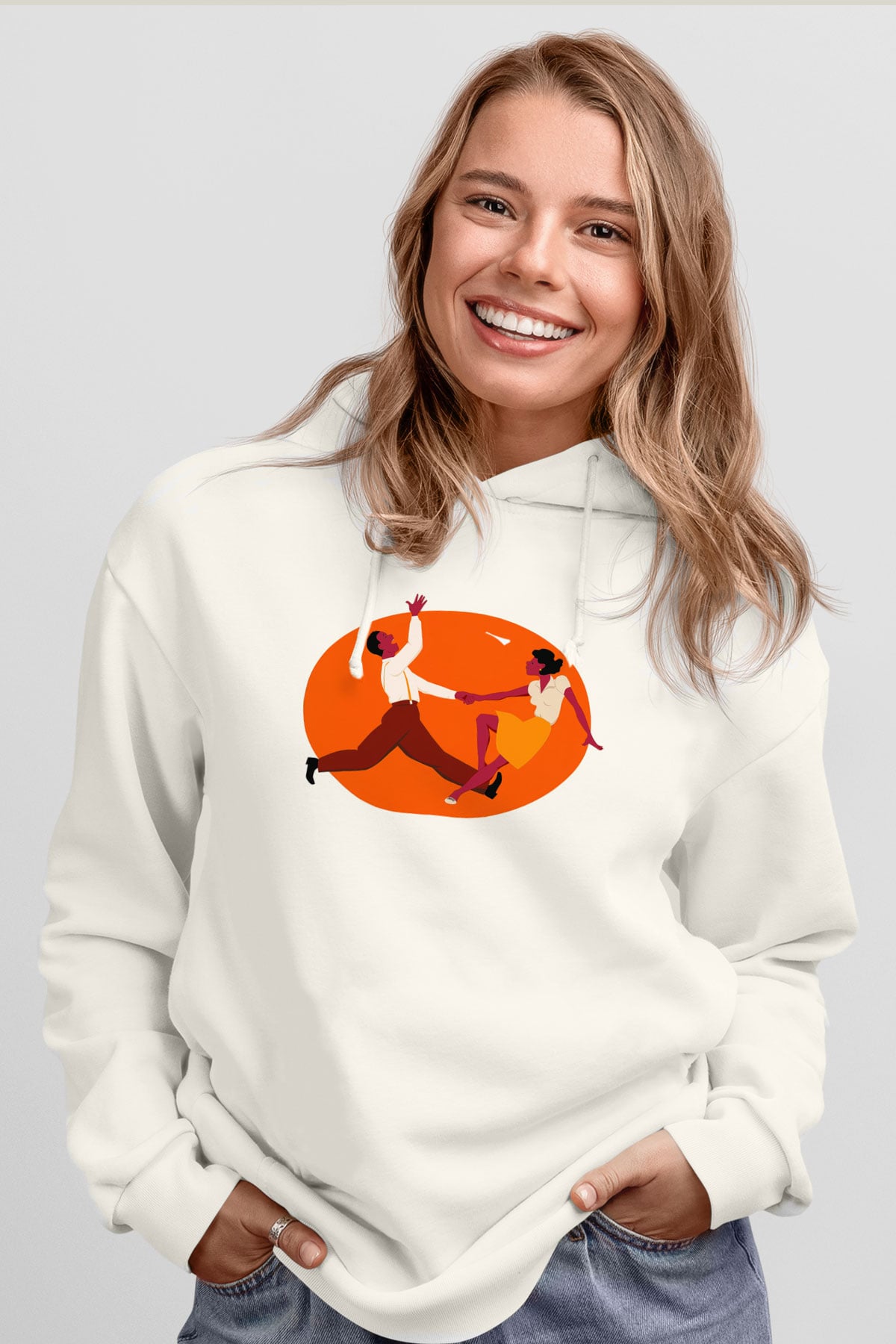 Swing Beyaz Unisex Kapşonlu Sweatshirt