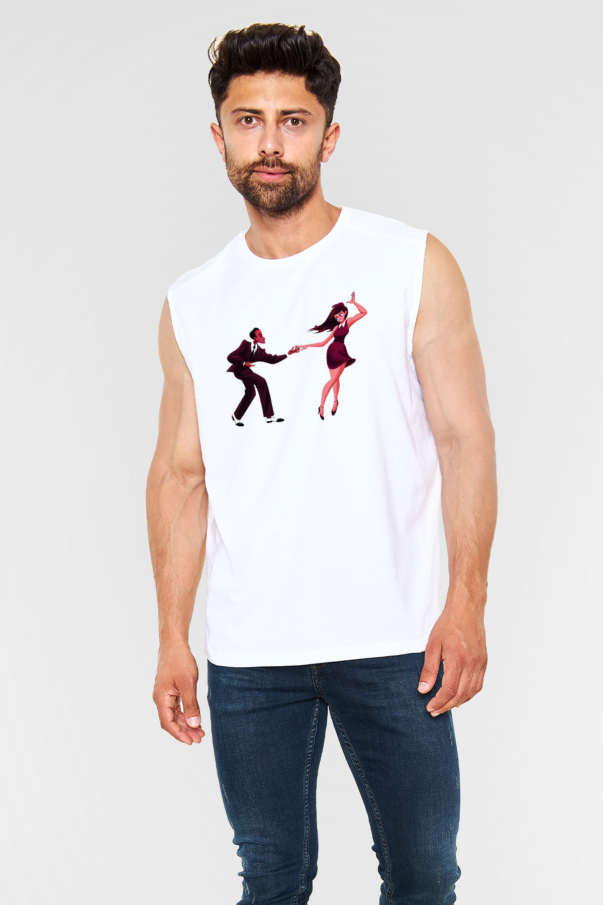 Swing Beyaz Unisex Kolsuz Tişört