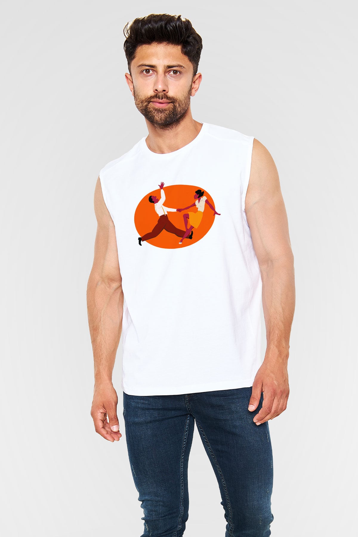 Swing Beyaz Unisex Kolsuz Tişört