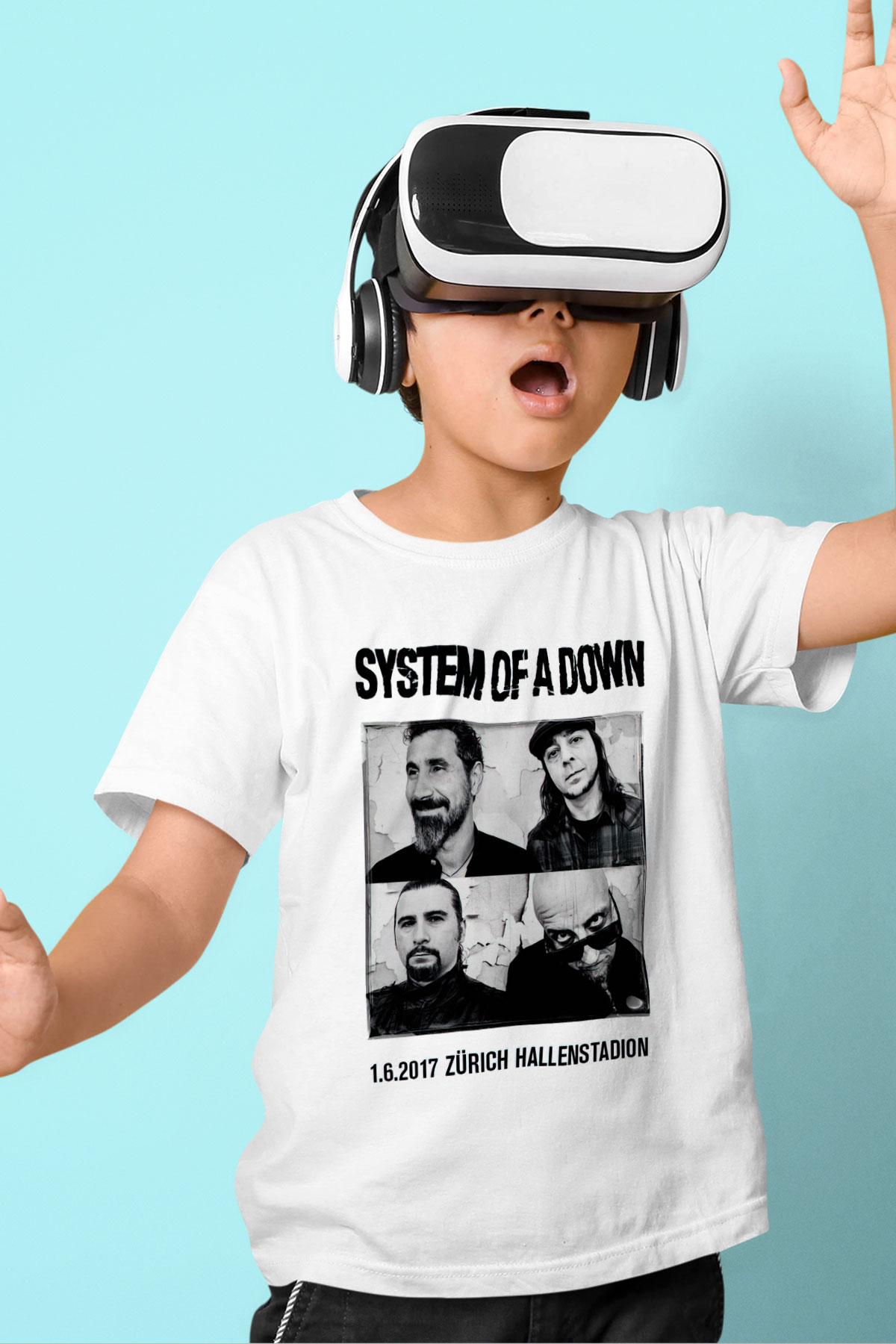 System of a Down Baskılı Beyaz Unisex Çocuk Tişört