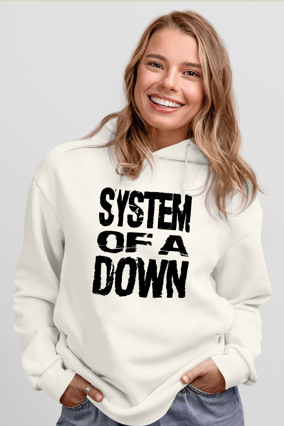 System of a Down Beyaz Unisex Hoodie