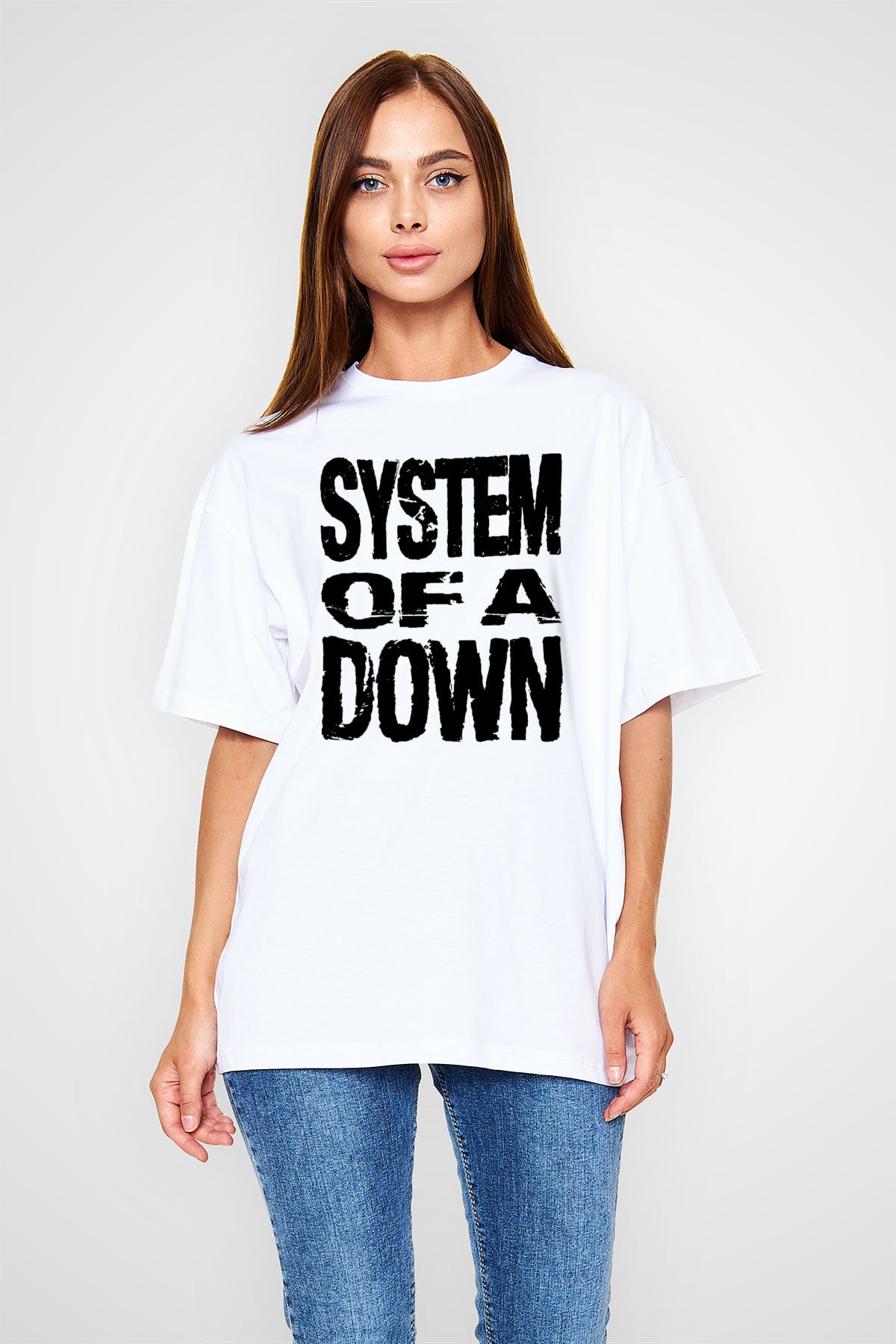 System of a Down Beyaz Unisex Oversize Tişört T-Shirt