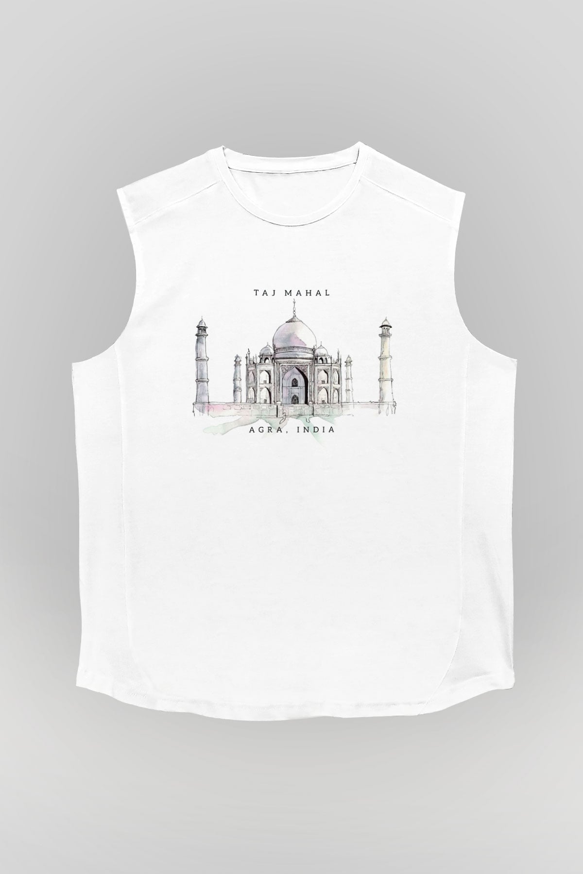 Tac Mahal Beyaz Unisex Kolsuz Tişört