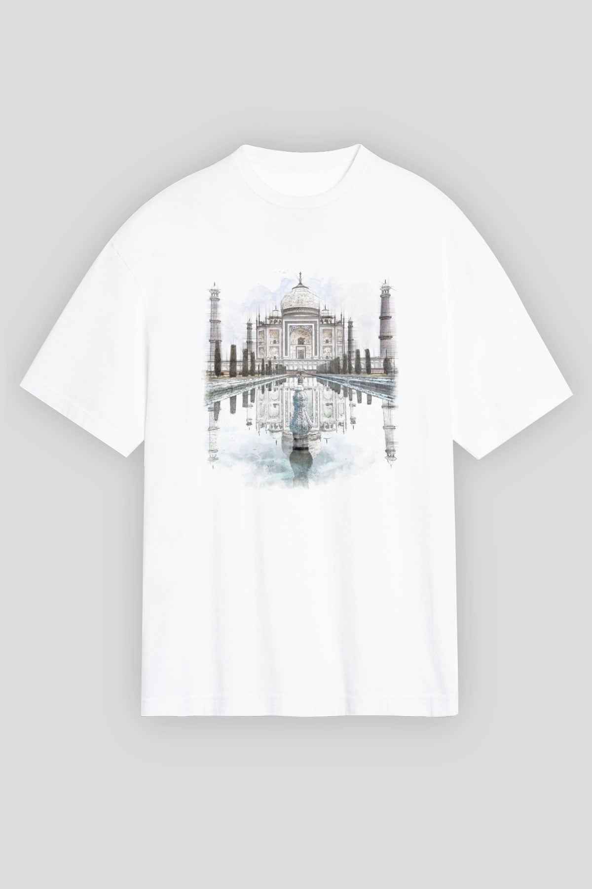 Tac Mahal Beyaz Oversize Tişört Oversize T-shirt - TişörtFabrikası