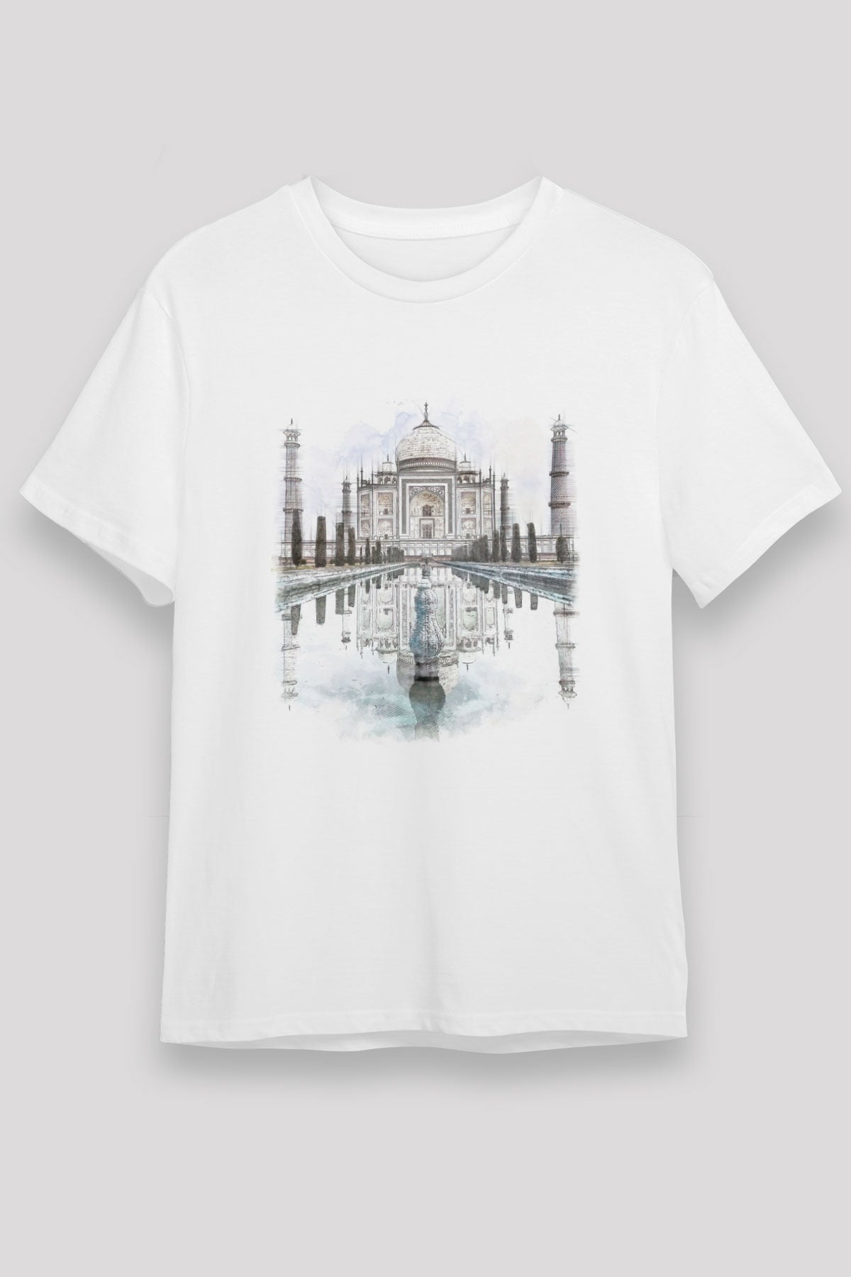 Tac Mahal Beyaz Unisex Tişört T-Shirt - TişörtFabrikası