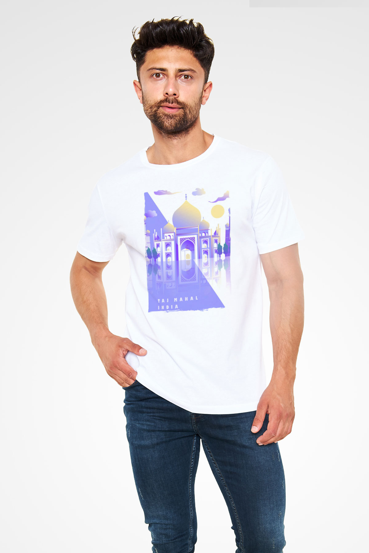 Tac Mahal Beyaz Unisex Tişört T-Shirt - TişörtFabrikası