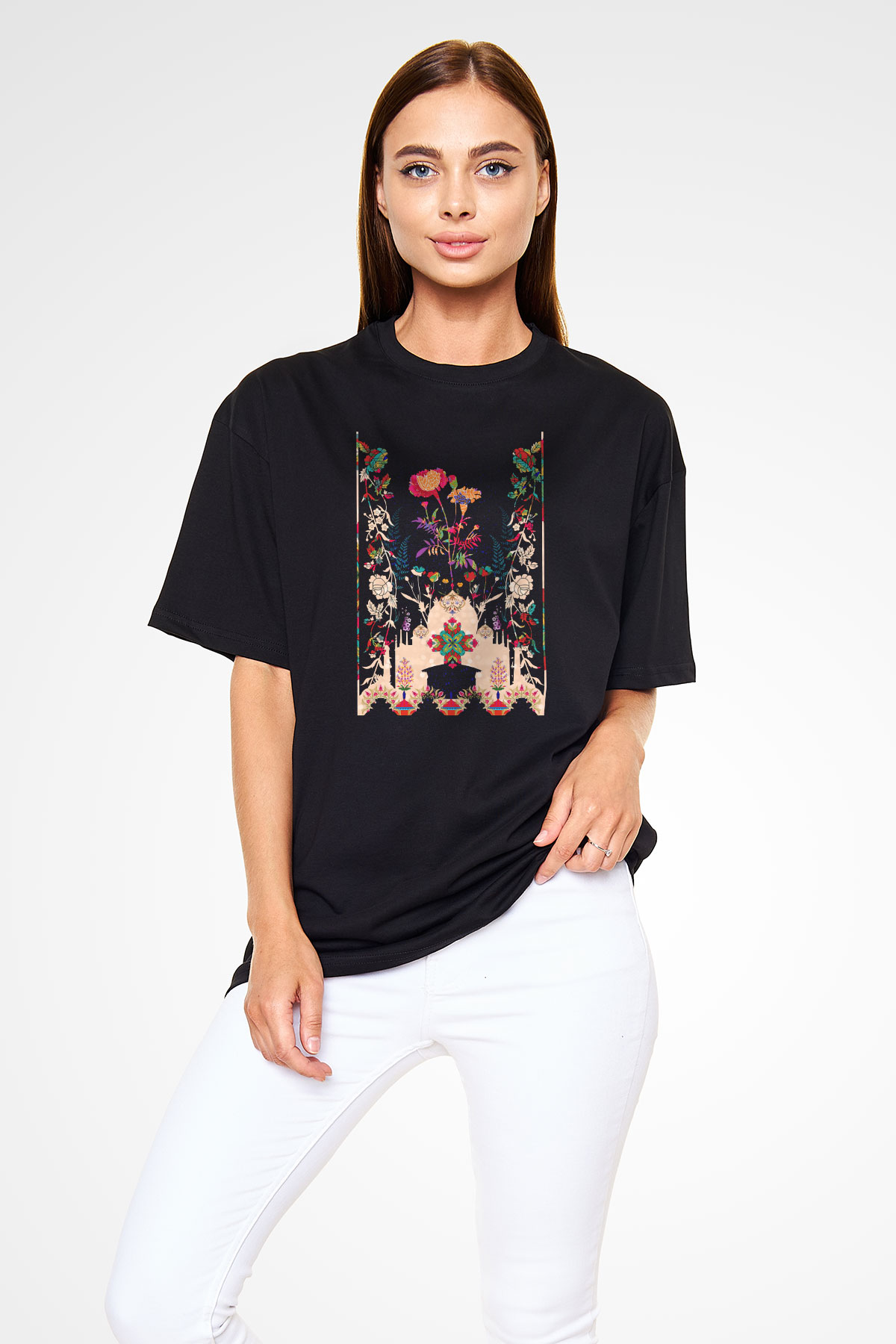 Tac Mahal Siyah Oversize Tişört Oversize T-shirt - TişörtFabrikası