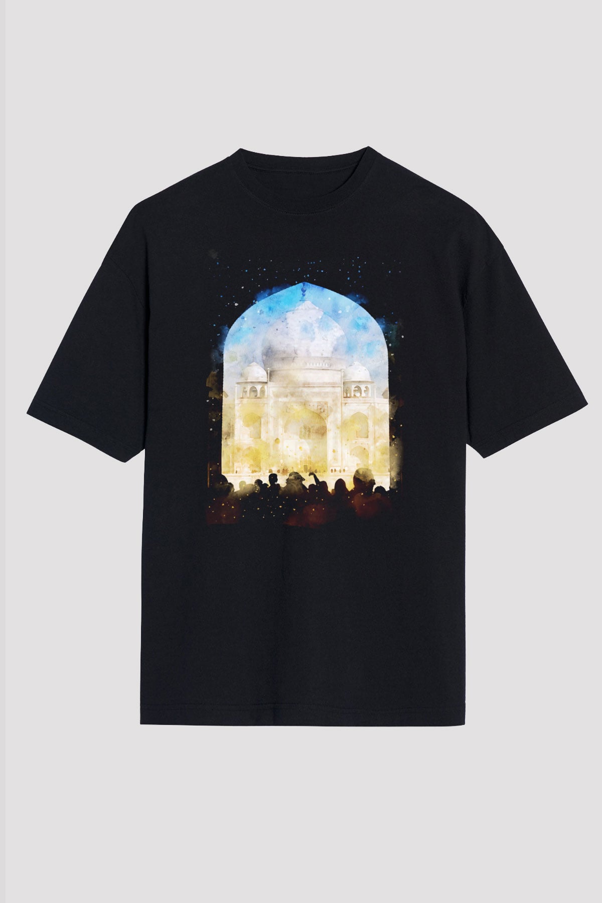 Tac Mahal Siyah Oversize Tişört Oversize T-shirt - TişörtFabrikası