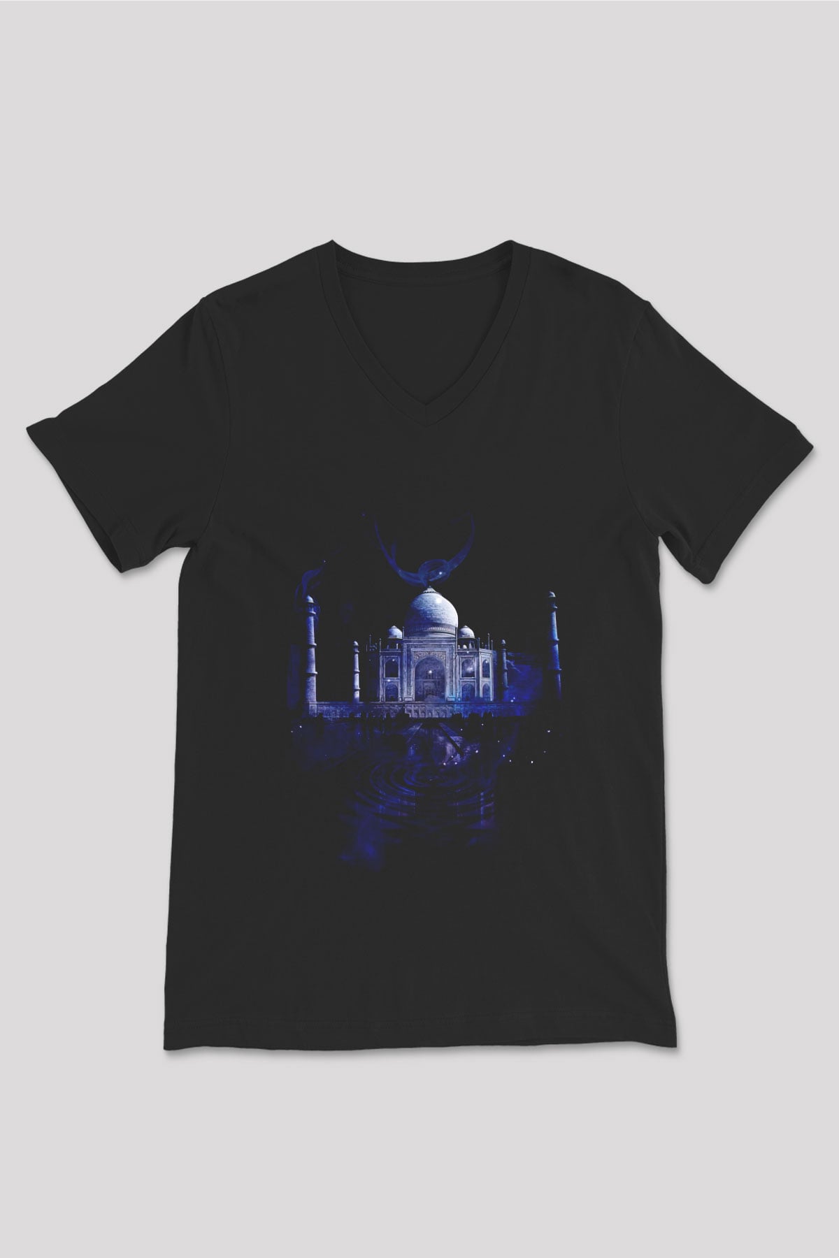 Tac Mahal Siyah Unisex V Yaka Tişört