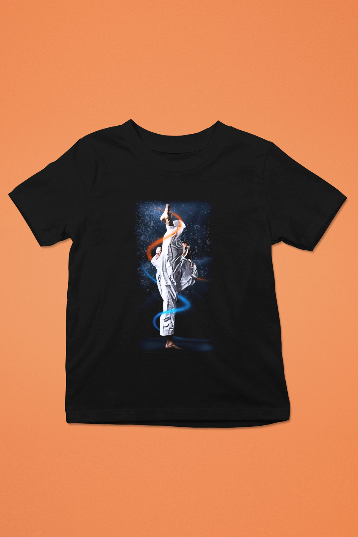 Taekwondo Baskılı Siyah Unisex Çocuk Tişört