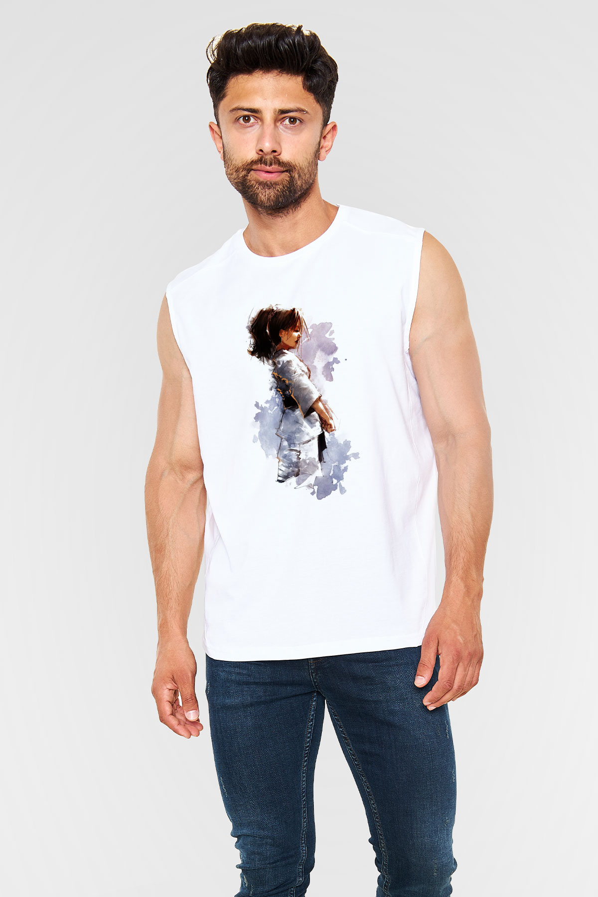 Taekwondo Beyaz Unisex Kolsuz Tişört