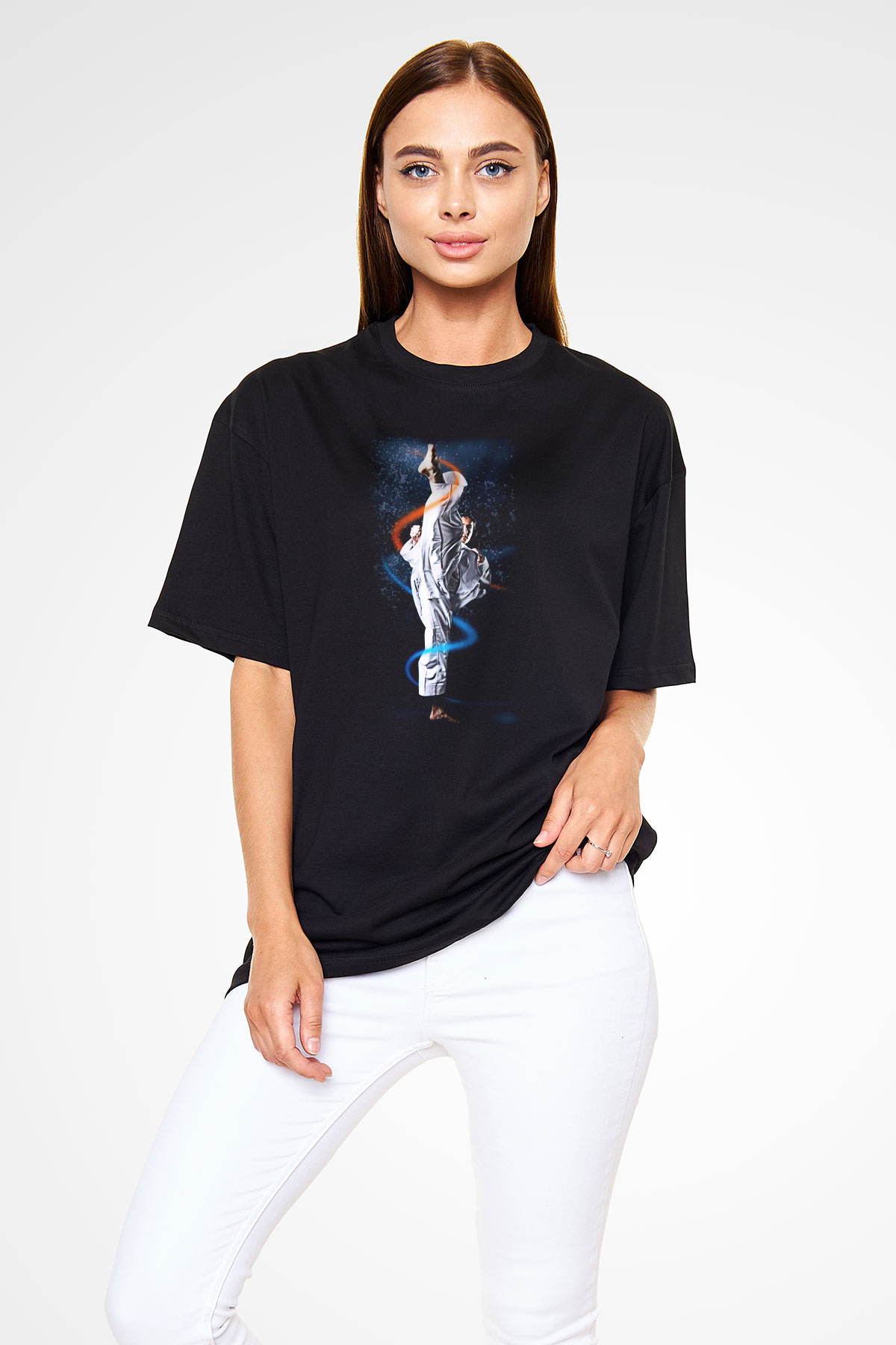 Taekwondo Siyah Unisex Oversize Tişört T-Shirt