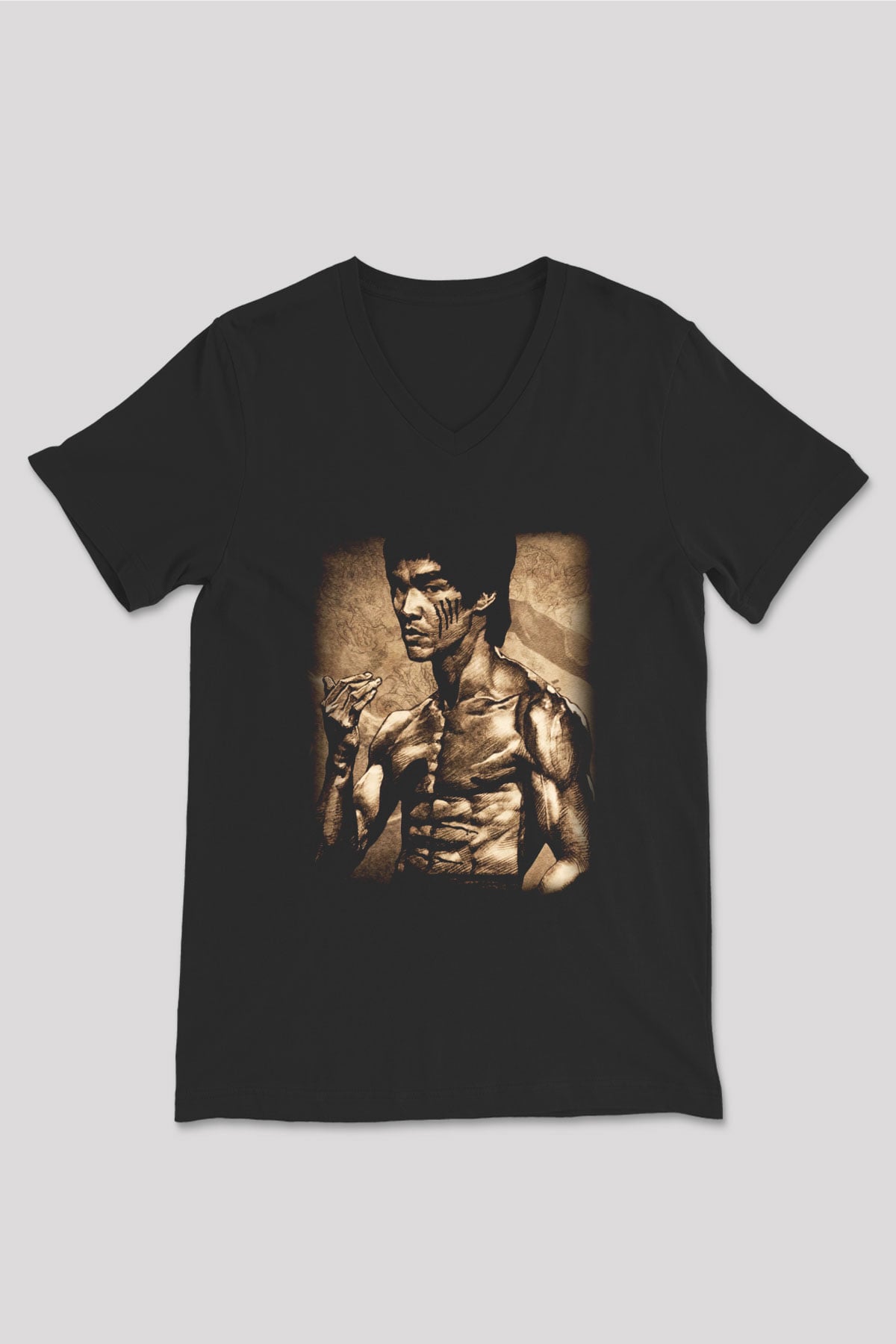 Taekwondo Siyah Unisex V Yaka Tişört T-Shirt
