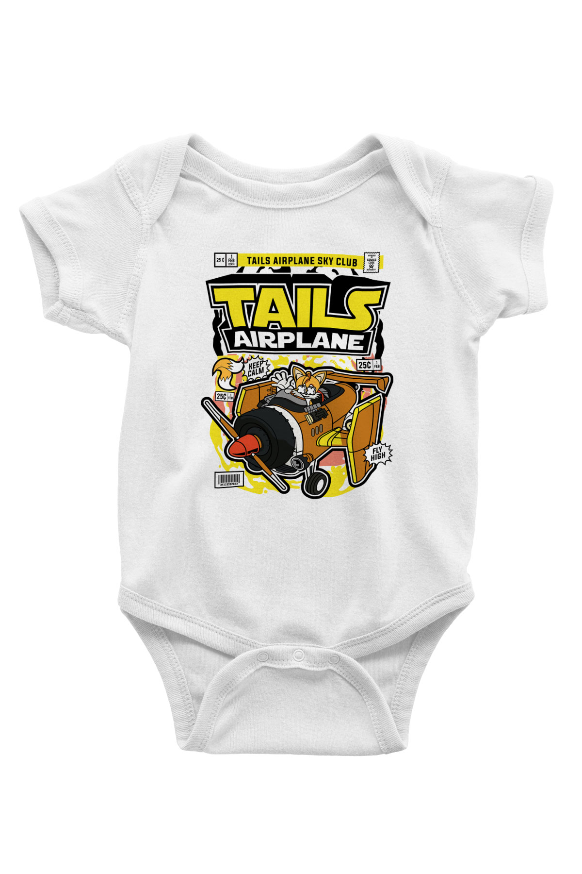 Tails Airplane  Baskılı Unisex Beyaz Bebek Body - Zıbın