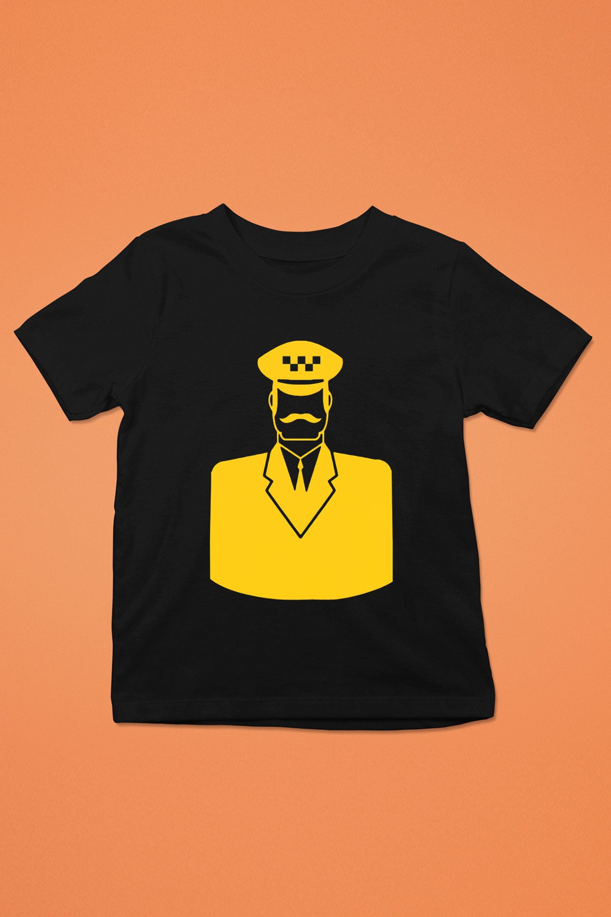 Taksici Baskılı Siyah Unisex Çocuk Tişört