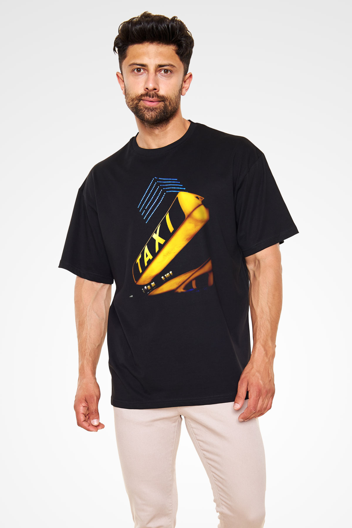 Taksici Siyah Unisex Oversize Tişört T-Shirt