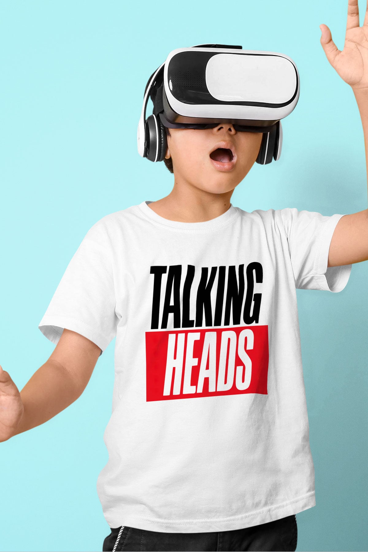 Talking Heads Baskılı Beyaz Unisex Çocuk Tişört