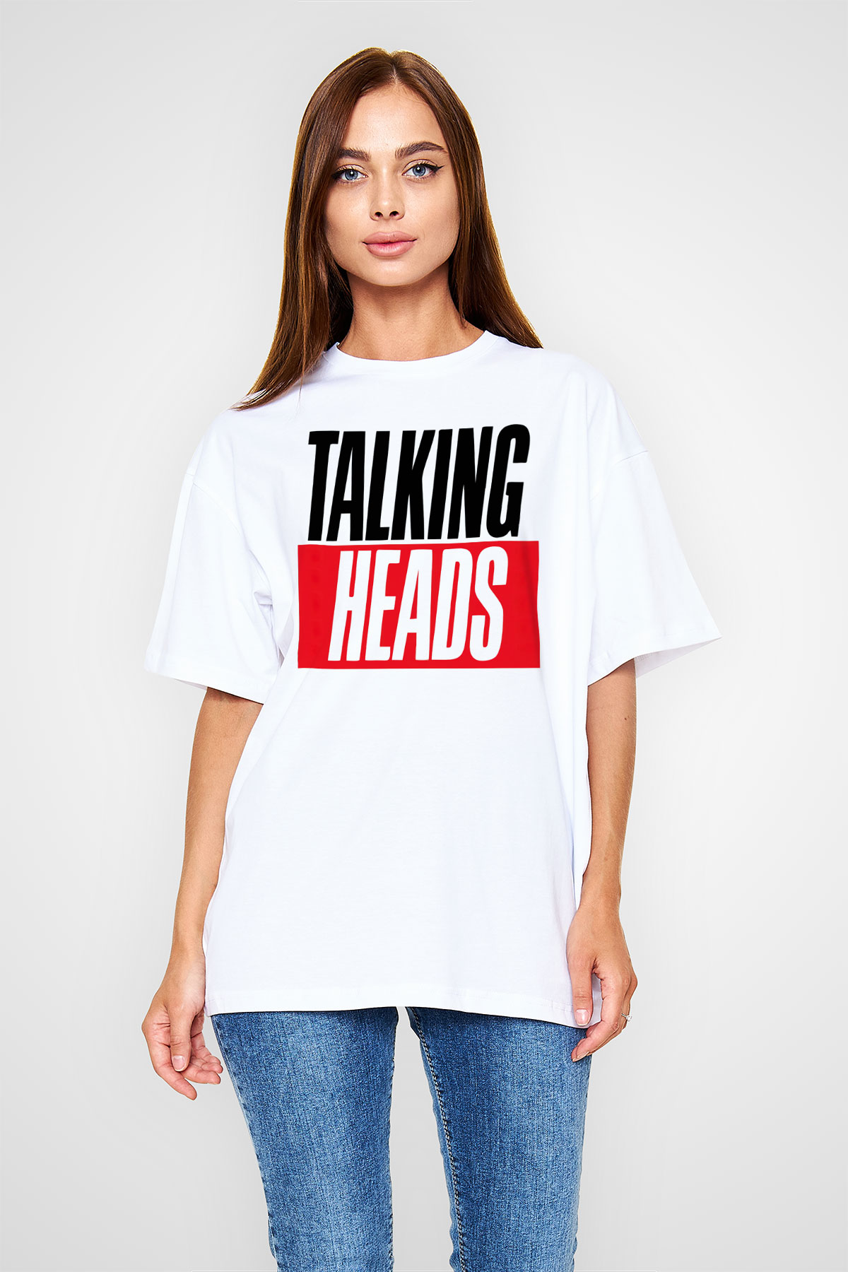 Talking Heads Beyaz Unisex Oversize Tişört T-Shirt