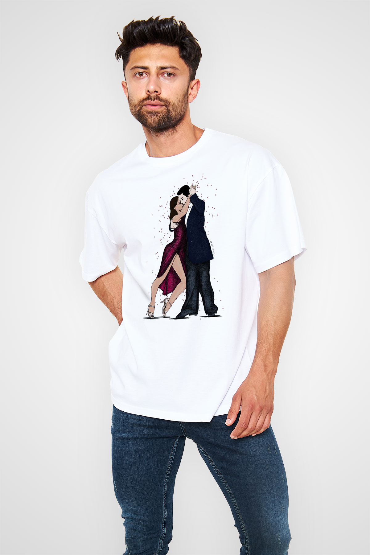 Tango Beyaz Oversize Tişört Oversize T-shirt - TişörtFabrikası