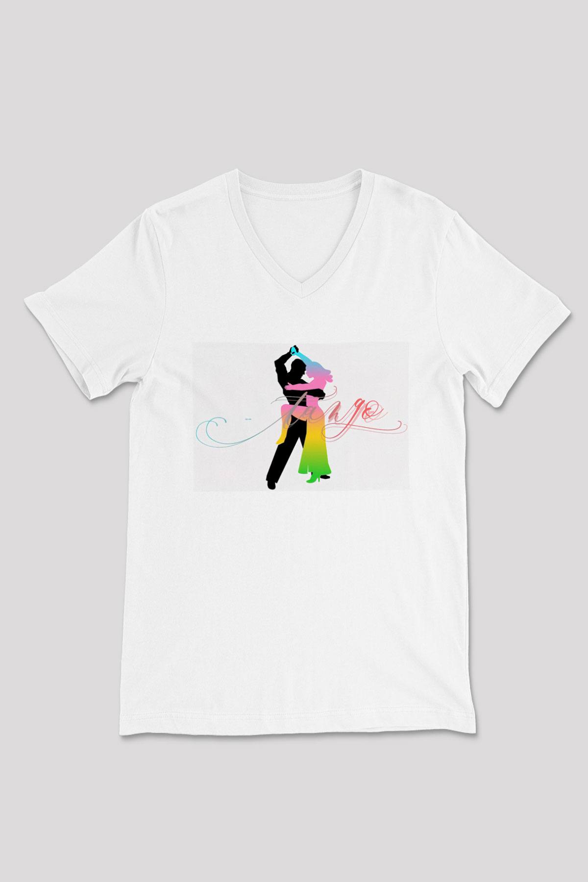 Tango Beyaz Unisex V Yaka Tişört