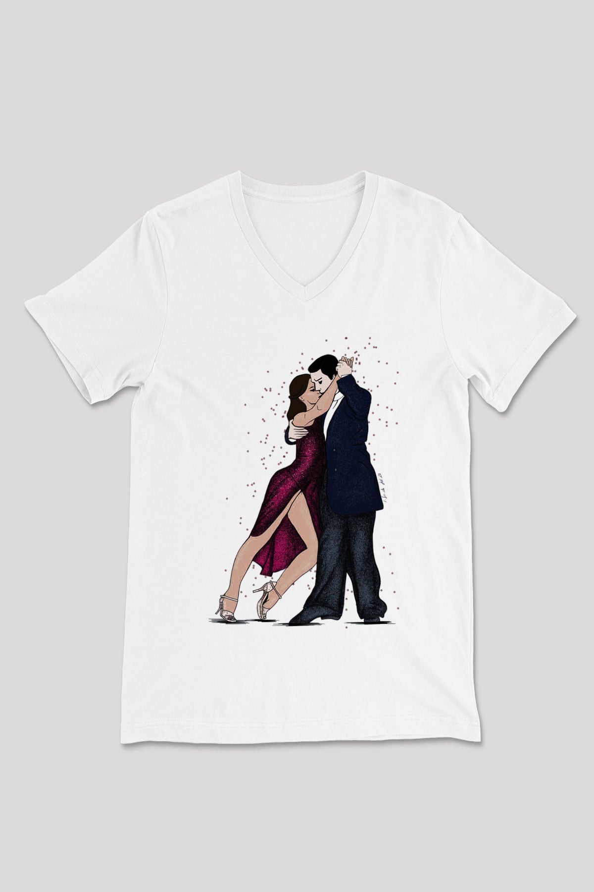 Tango Beyaz Unisex V Yaka Tişört