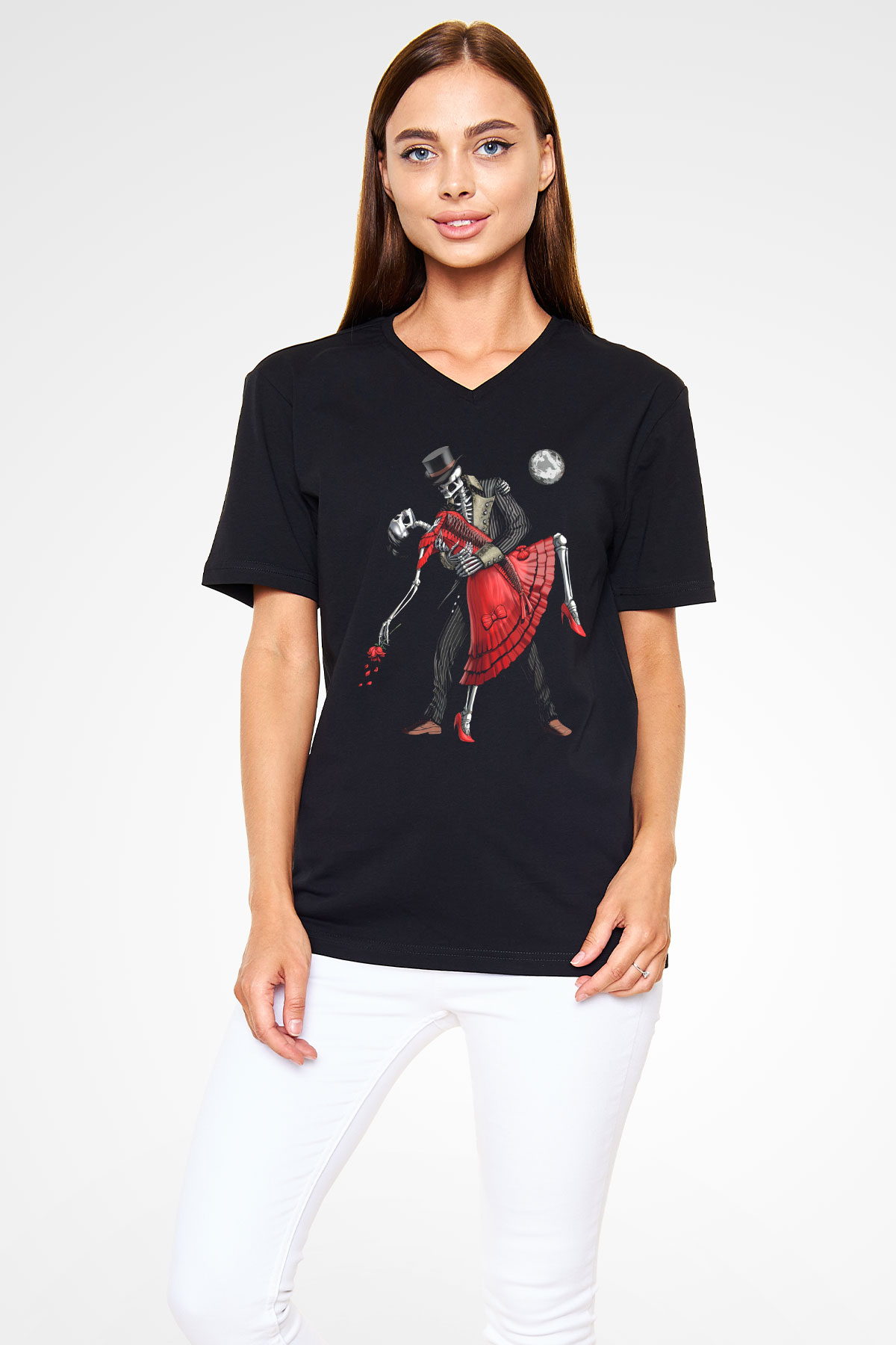 Tango Siyah Unisex V Yaka Tişört