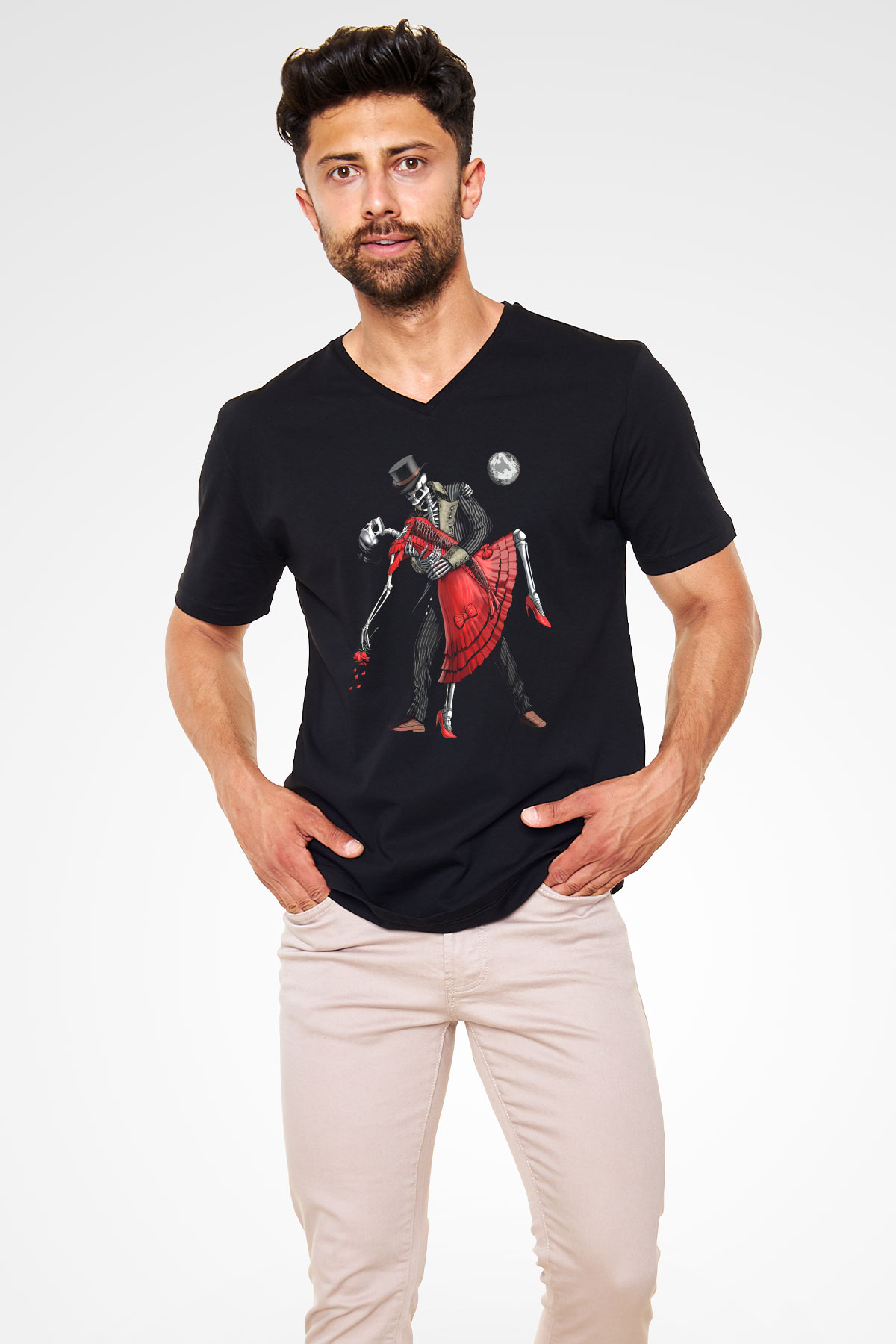 Tango Siyah Unisex V Yaka Tişört