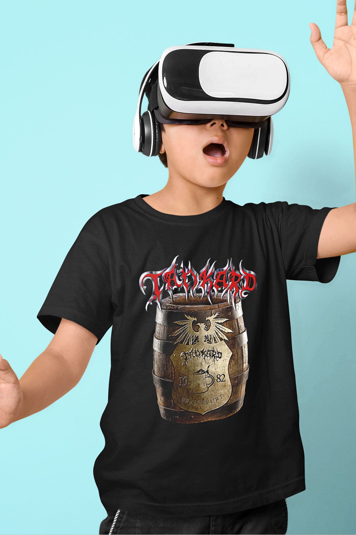 Tankard Baskılı Unisex Siyah Çocuk Tişört - Tshirt