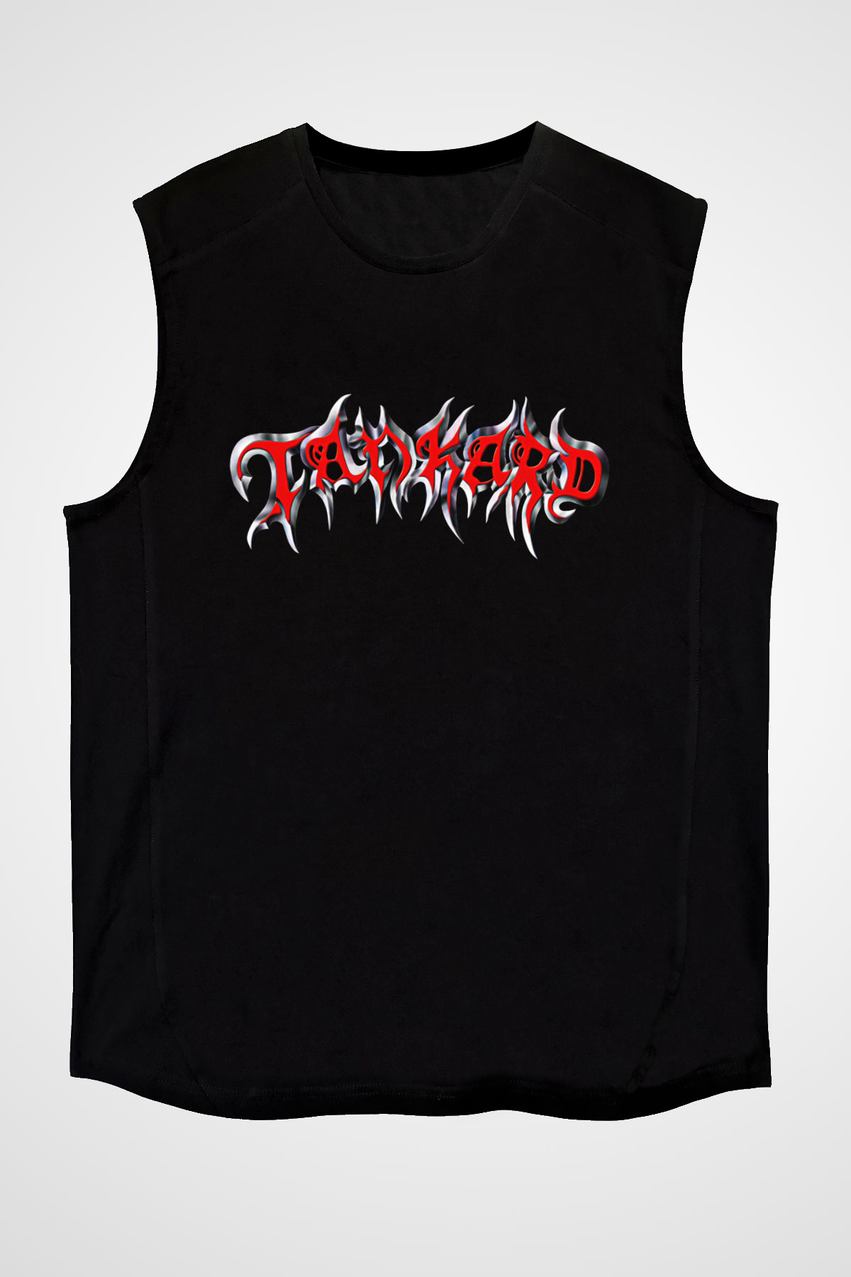 Tankard Baskılı Unisex Siyah Kolsuz Tişört - Tshirt