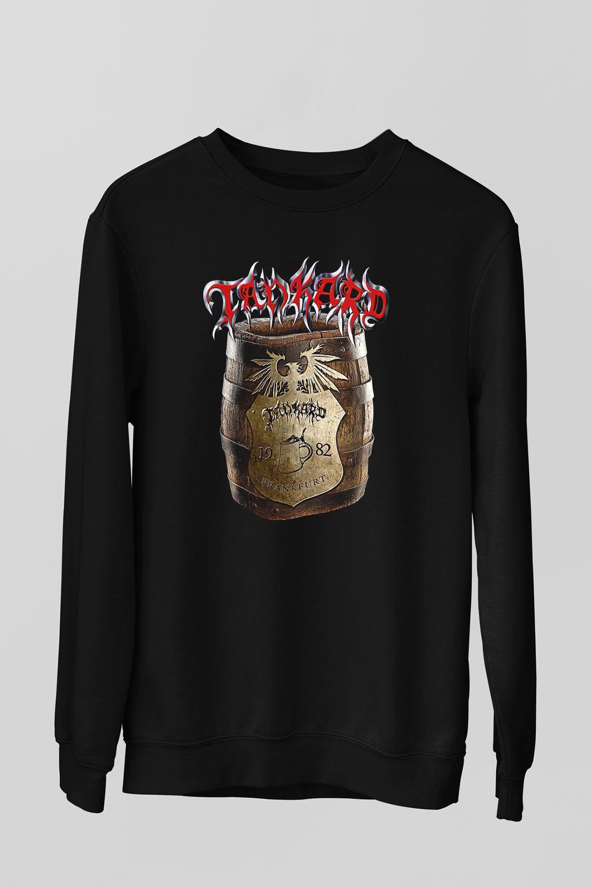 Tankard Baskılı Unisex Siyah Sweatshirt
