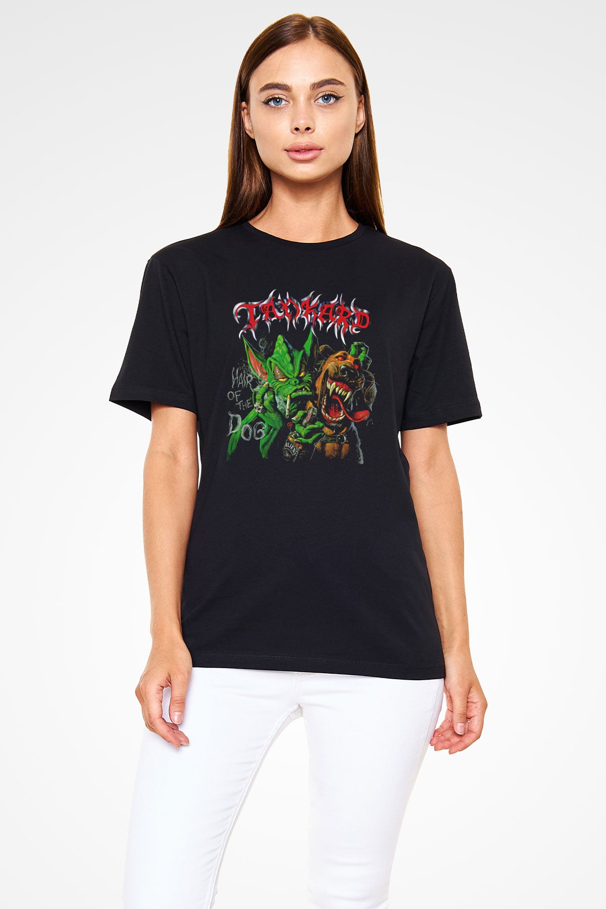 Tankard Baskılı Unisex Siyah Tişört - Tshirt