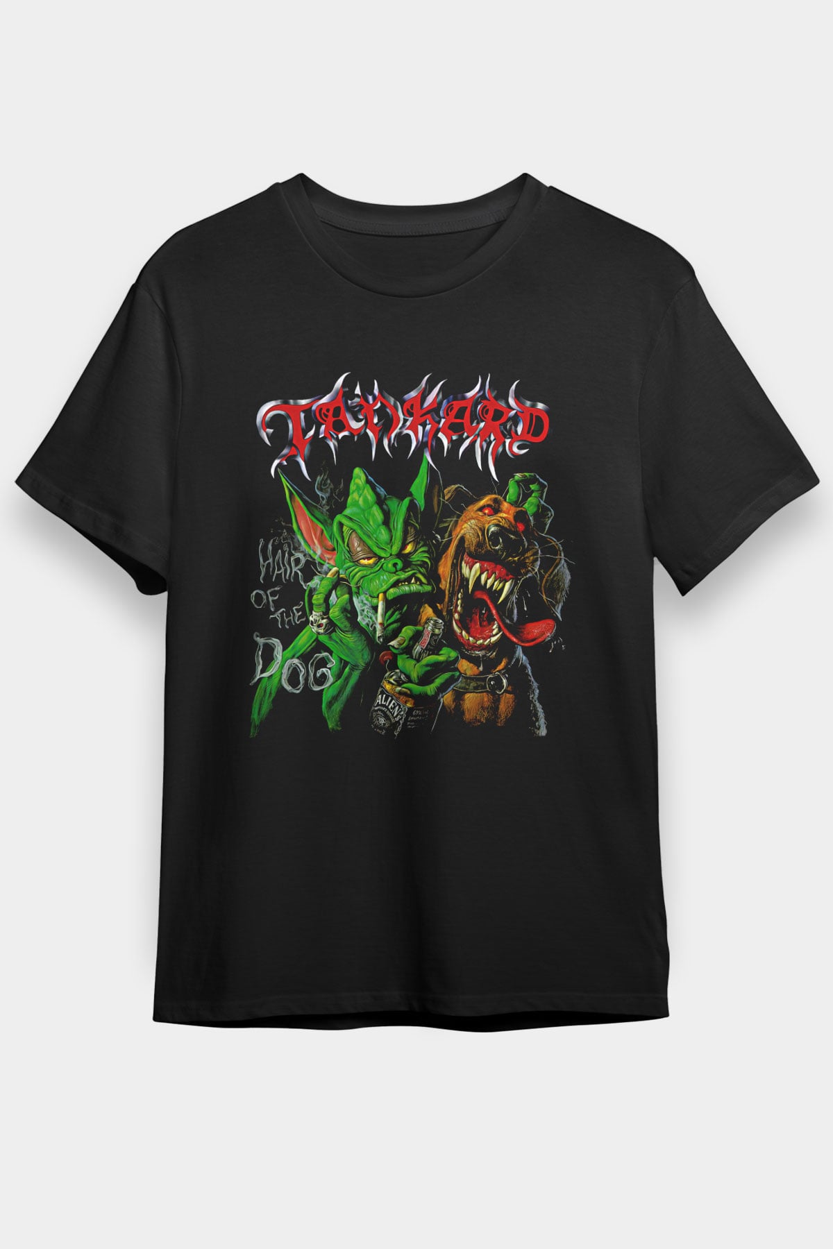 Tankard Baskılı Unisex Siyah Tişört - Tshirt
