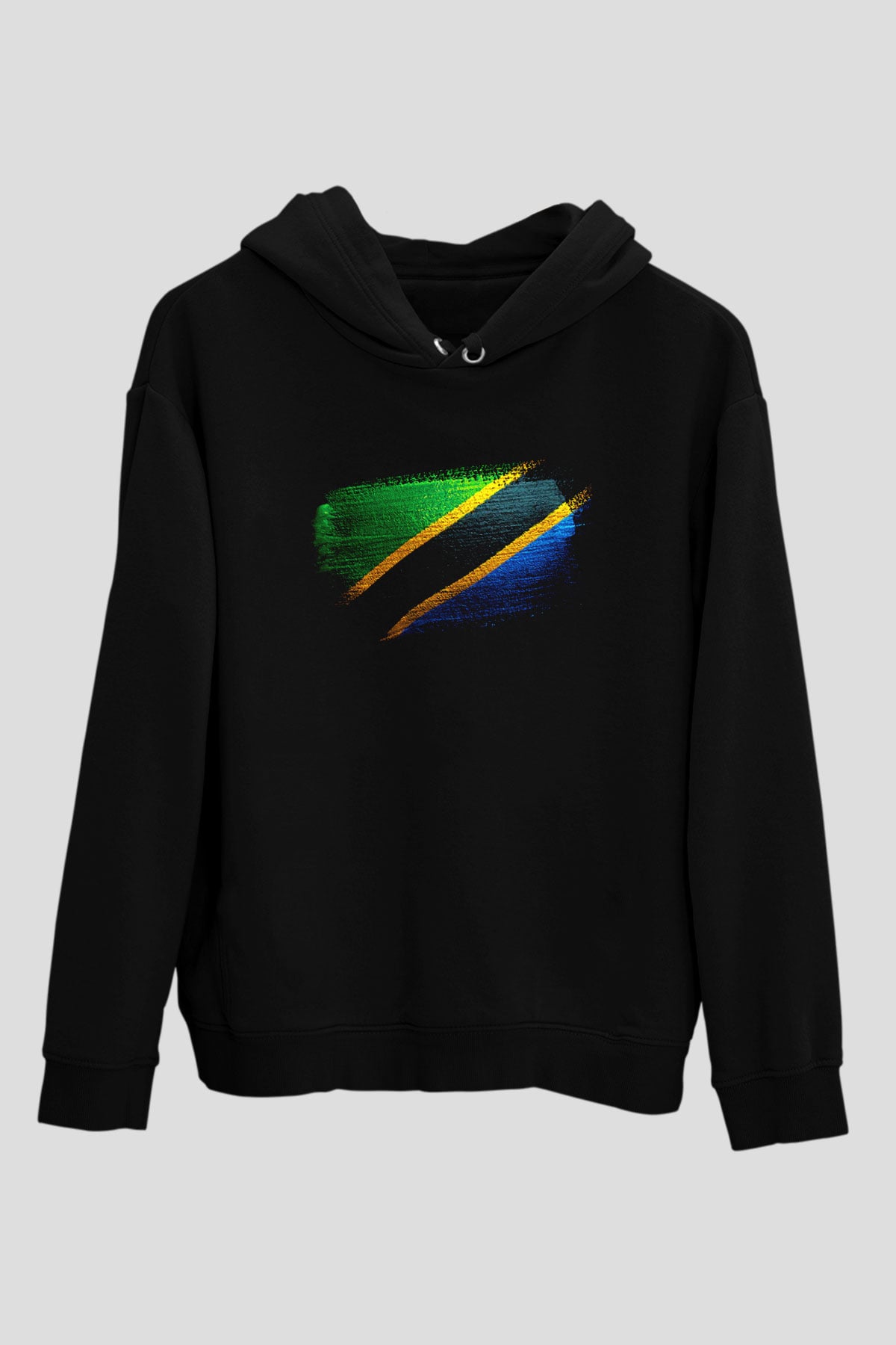 Tanzanya - Tanzania Bayrağı Baskılı Unisex Siyah Kapüşonlu Sweatshirt