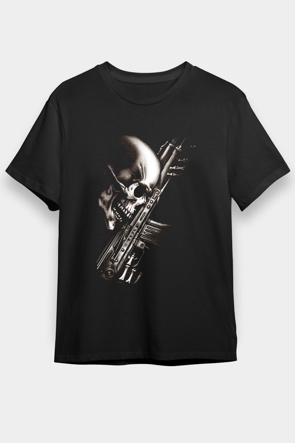 Ak 47 Kalaşnikof Baskılı Unisex Siyah Tişört