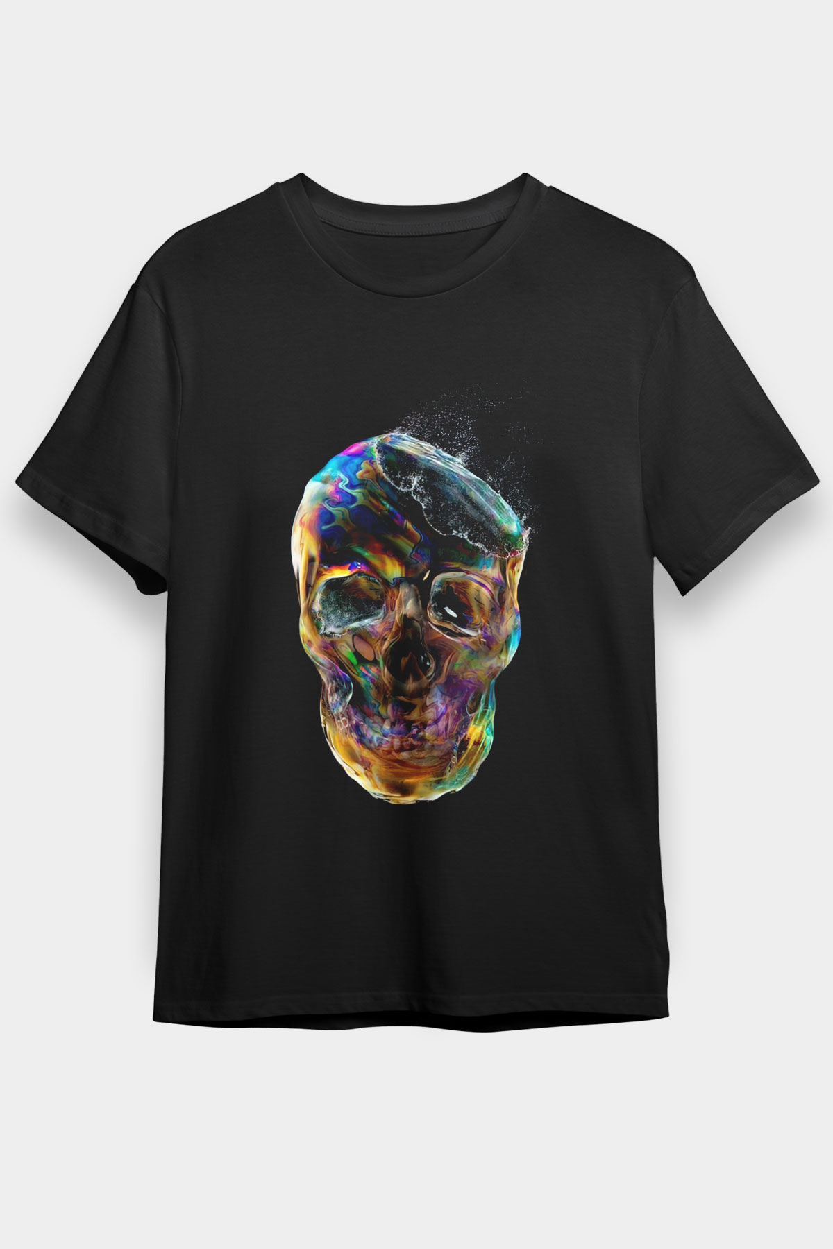 Patlayan Balon Kuru Kafa Baskılı Unisex Siyah Tişört
