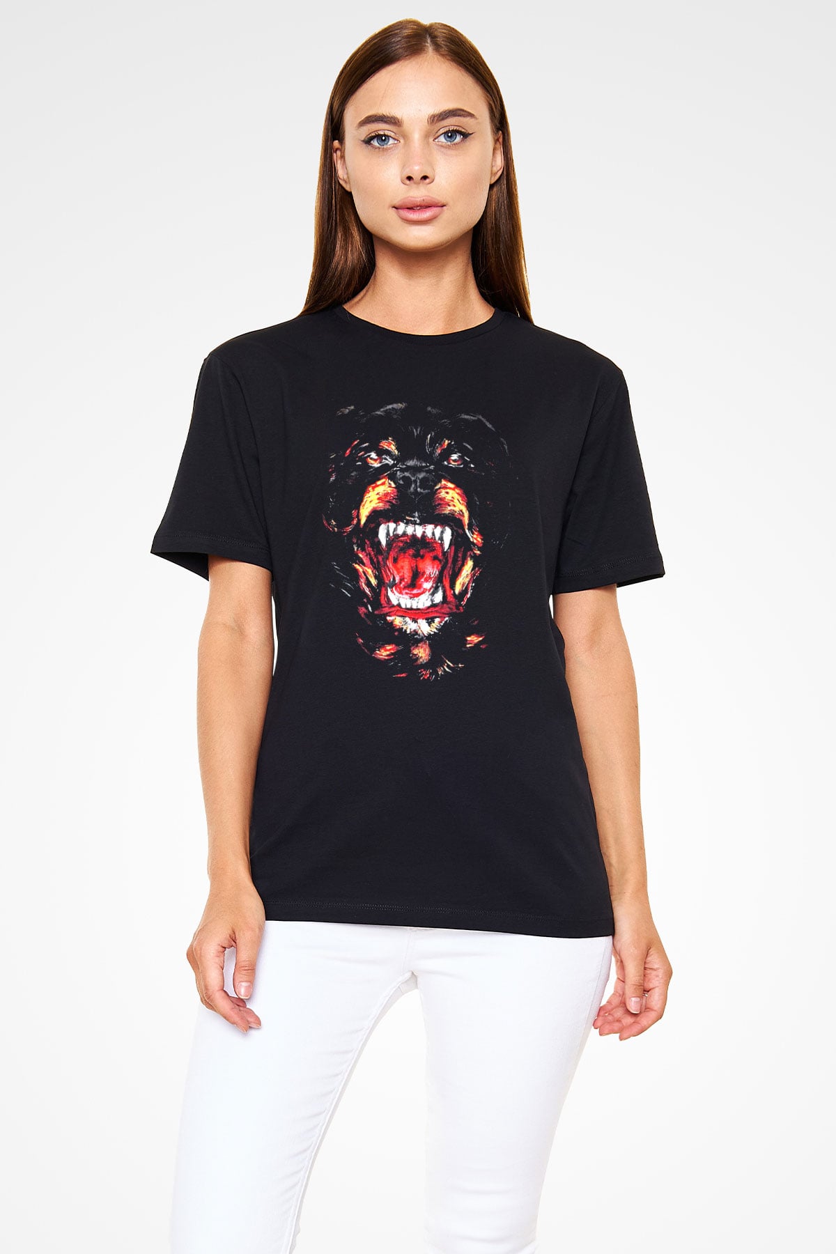 Köpek Baskılı Unisex Siyah Tişört
