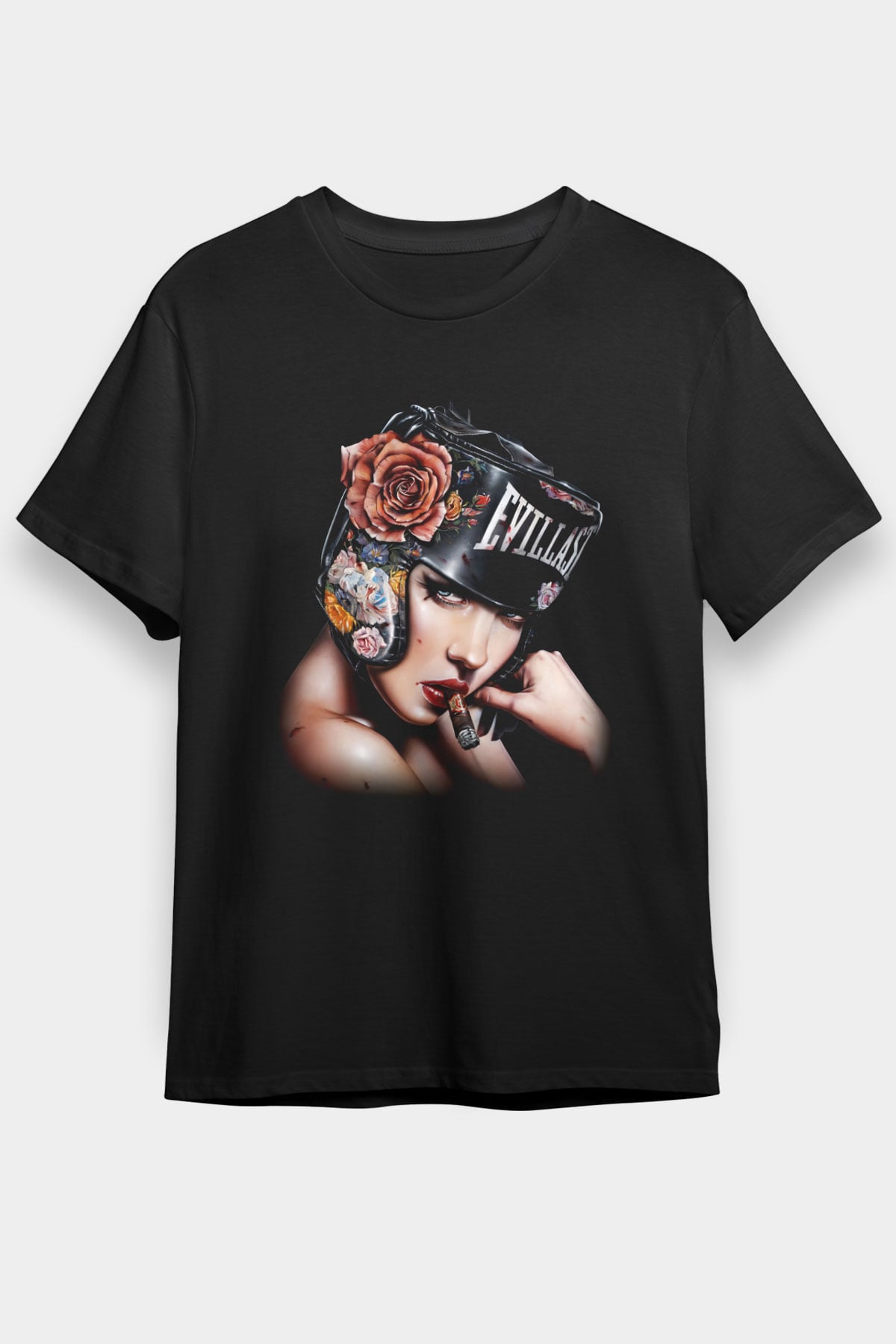 Puro İçen Kız Baskılı Unisex Siyah Tişört